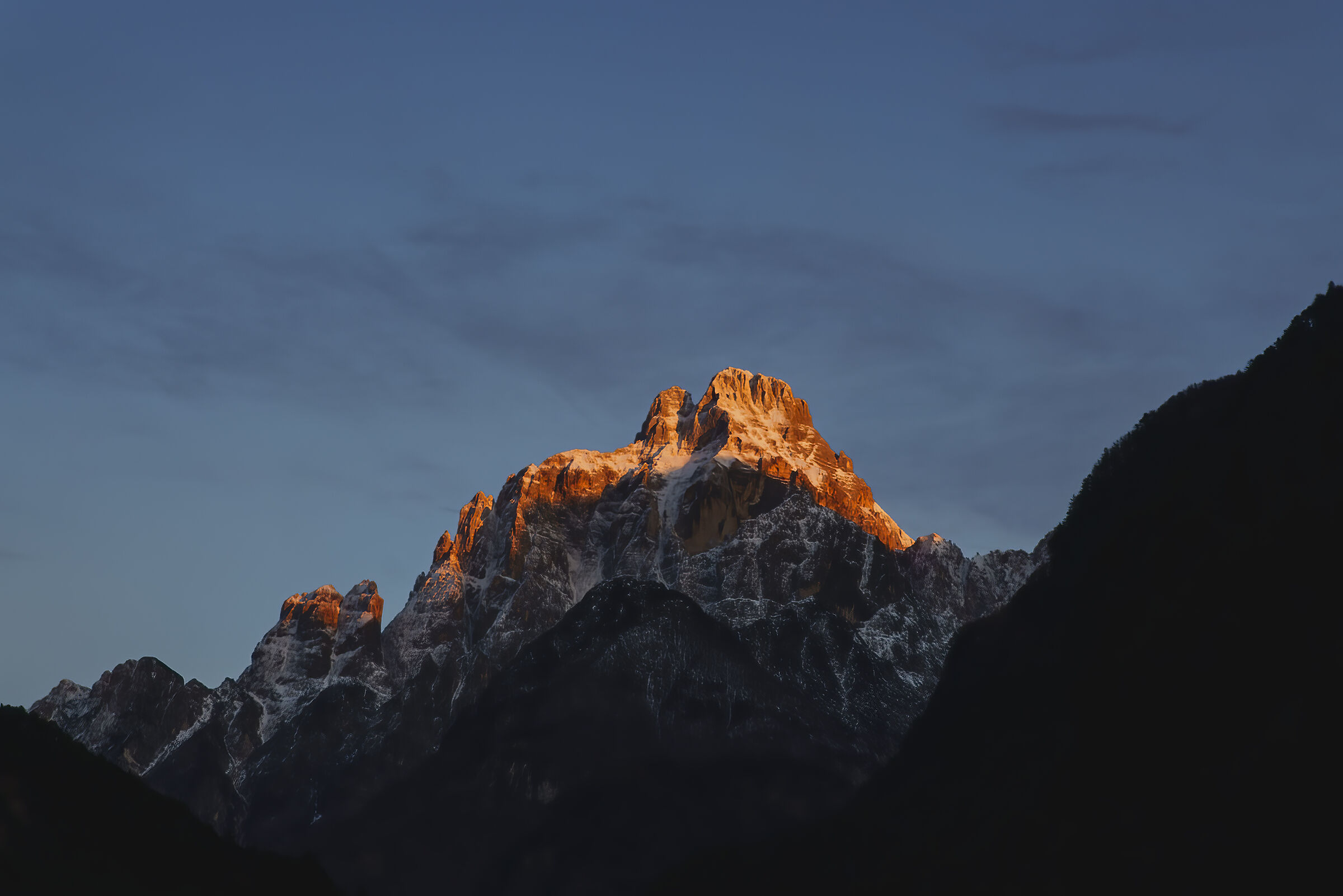 Last lights on the Jof del Montasio Julian Alps