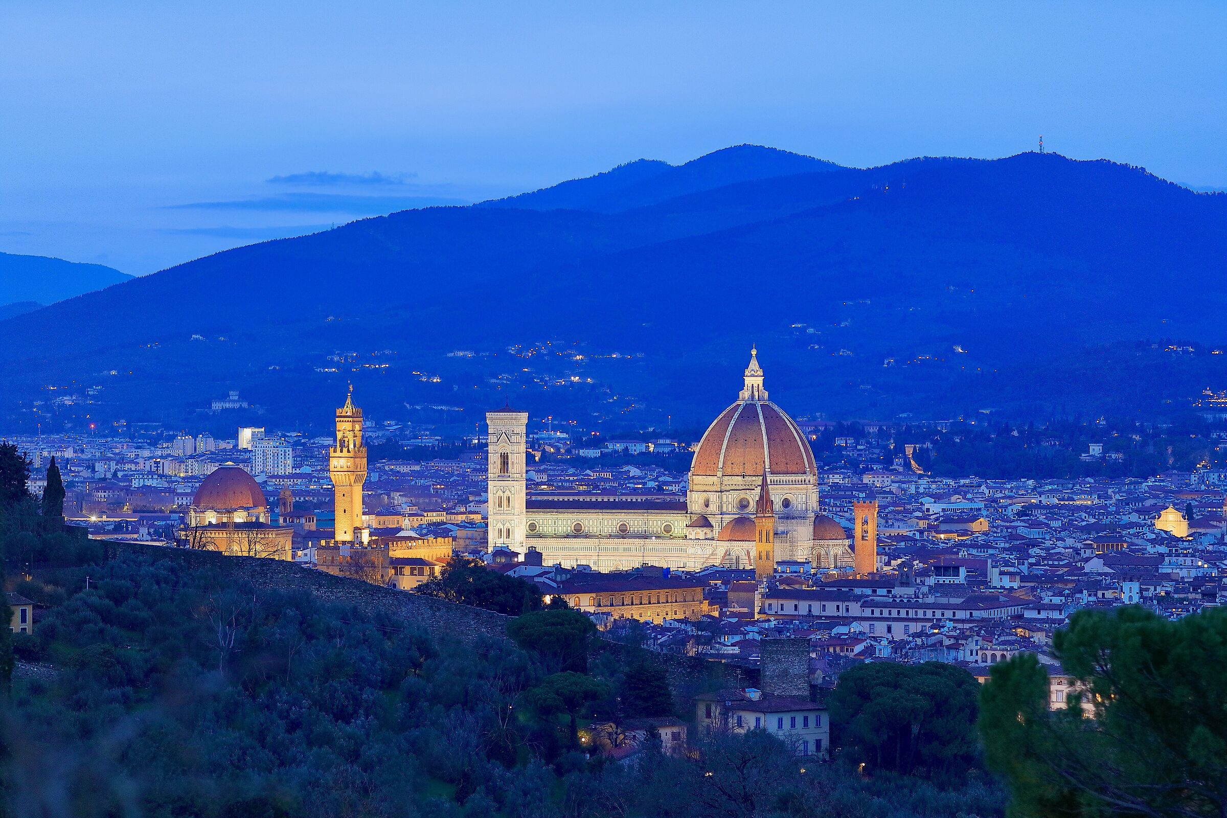 Le bellezze di Firenze da una collina vicino