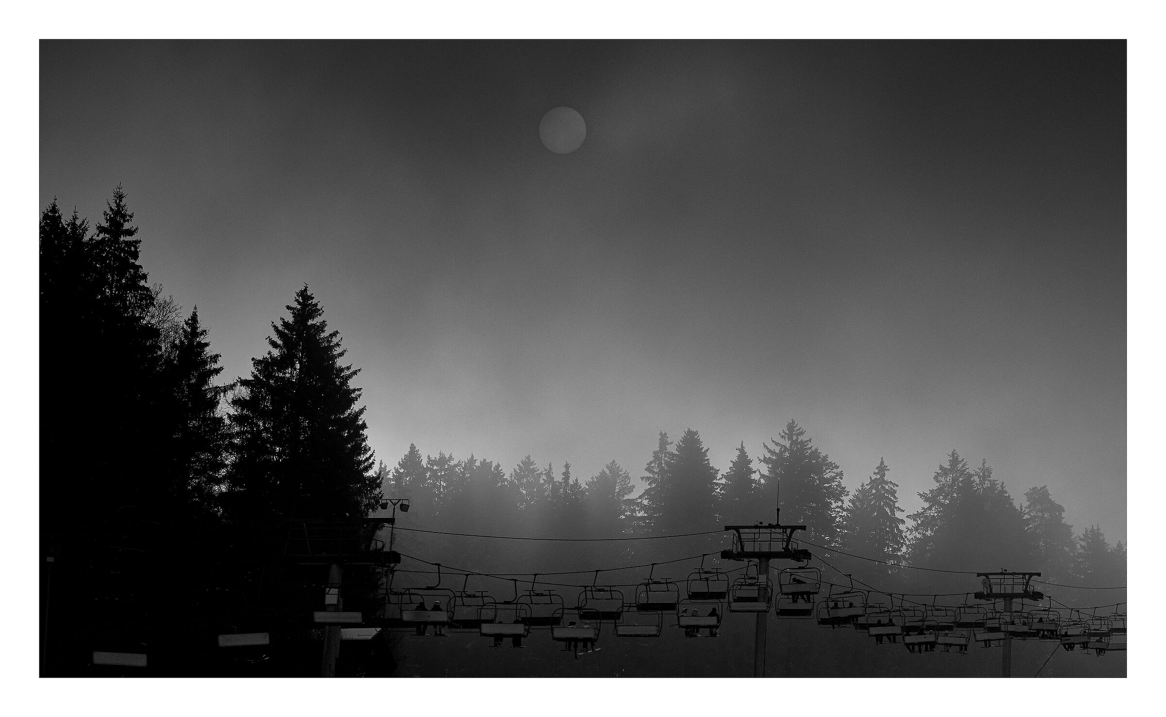Cable car in the fog