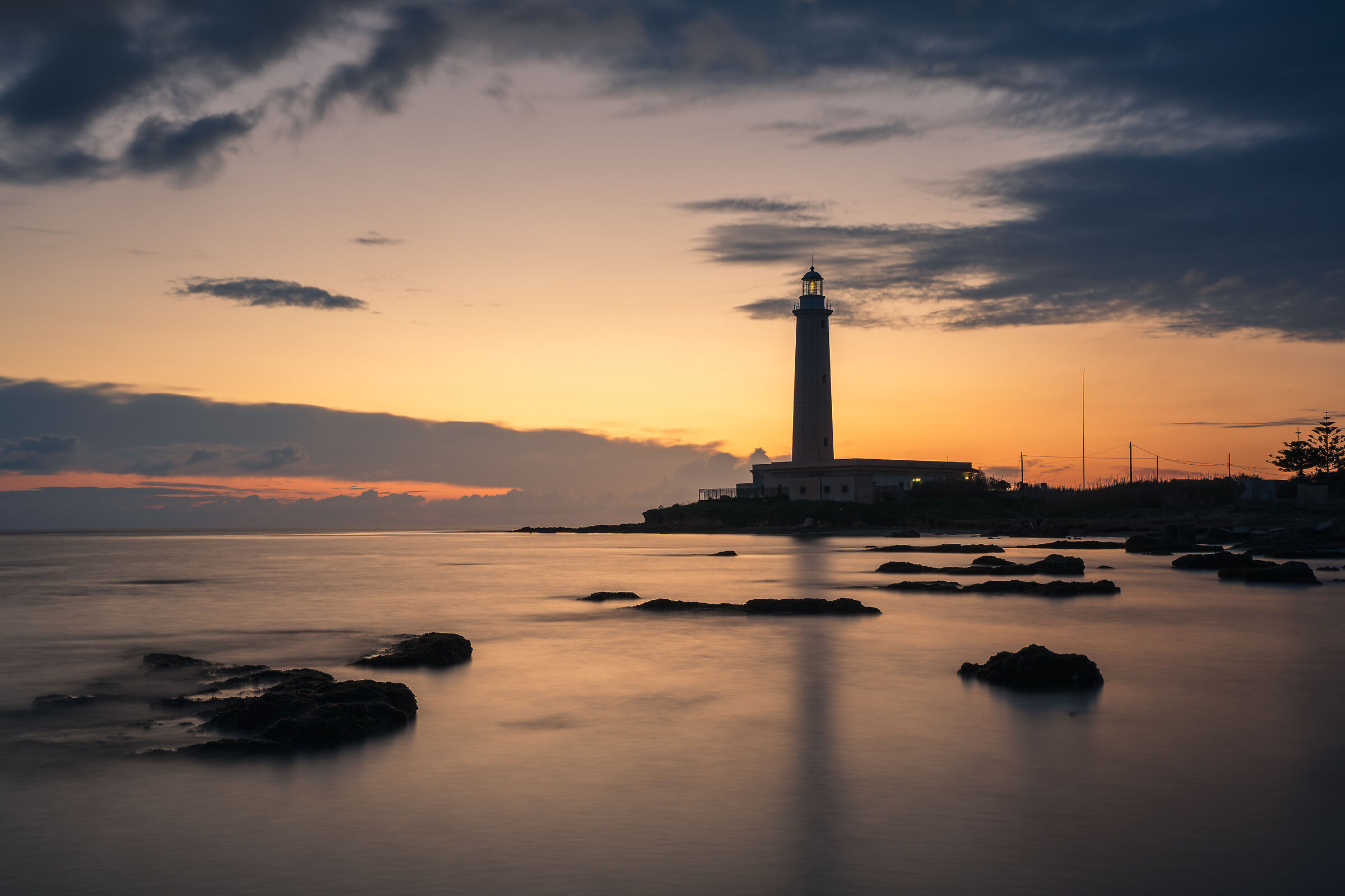 The lighthouse at dusk