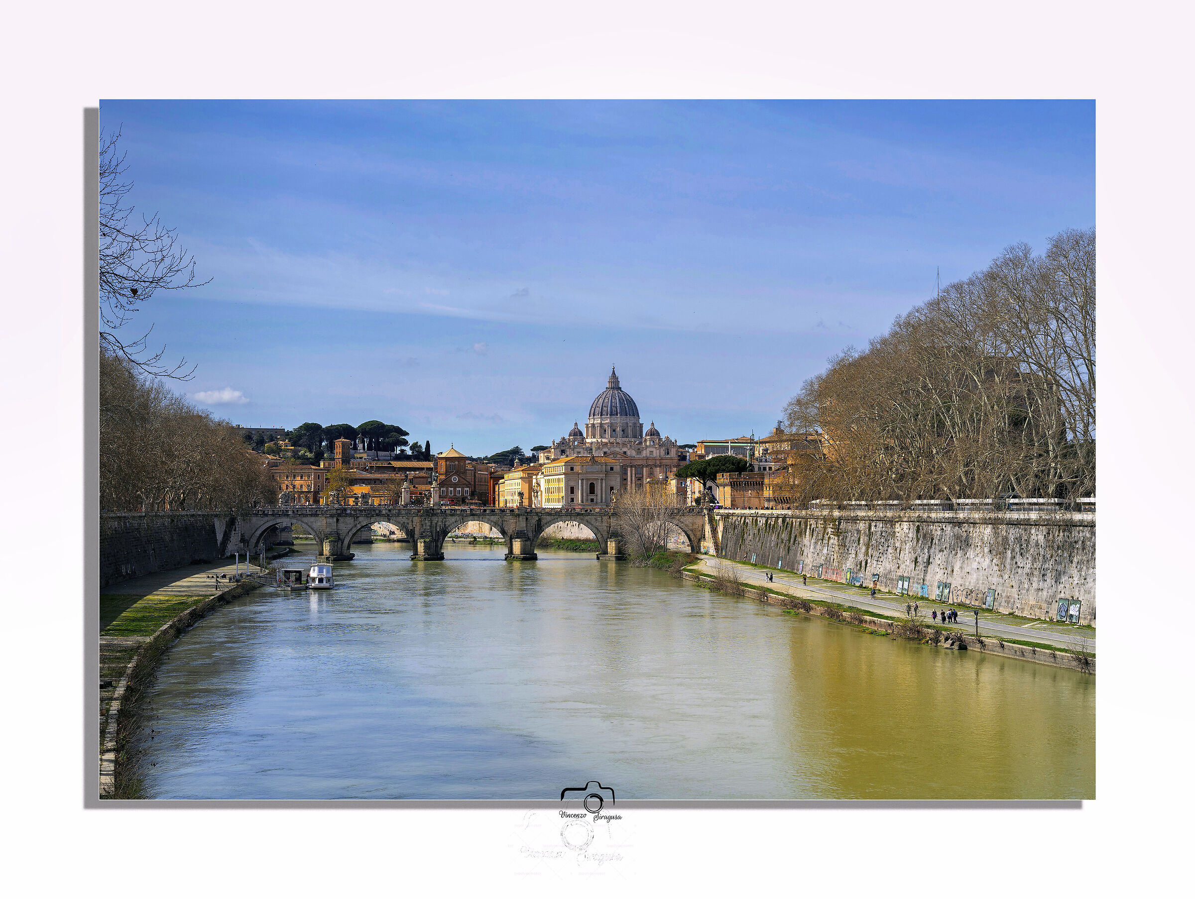 Along the Tiber.