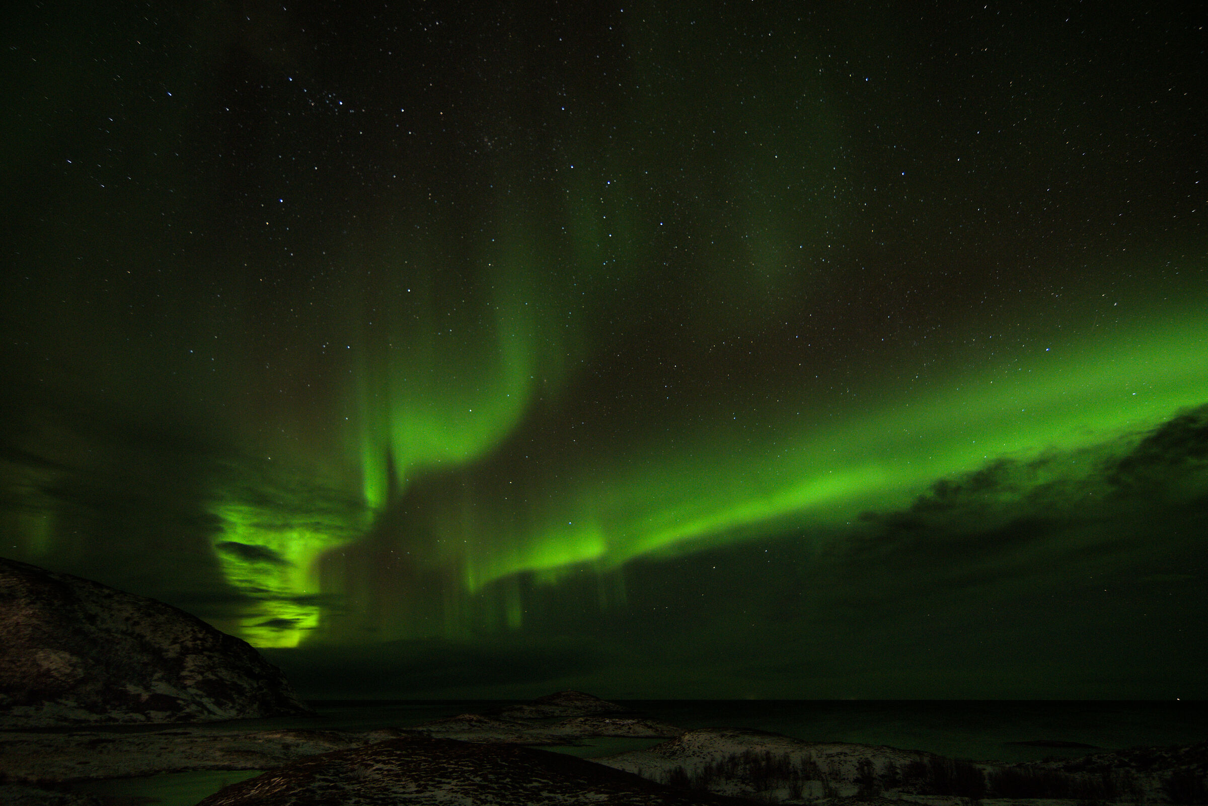 Aurora boreale (aurora boreale), regione di Troms, Norvegia
