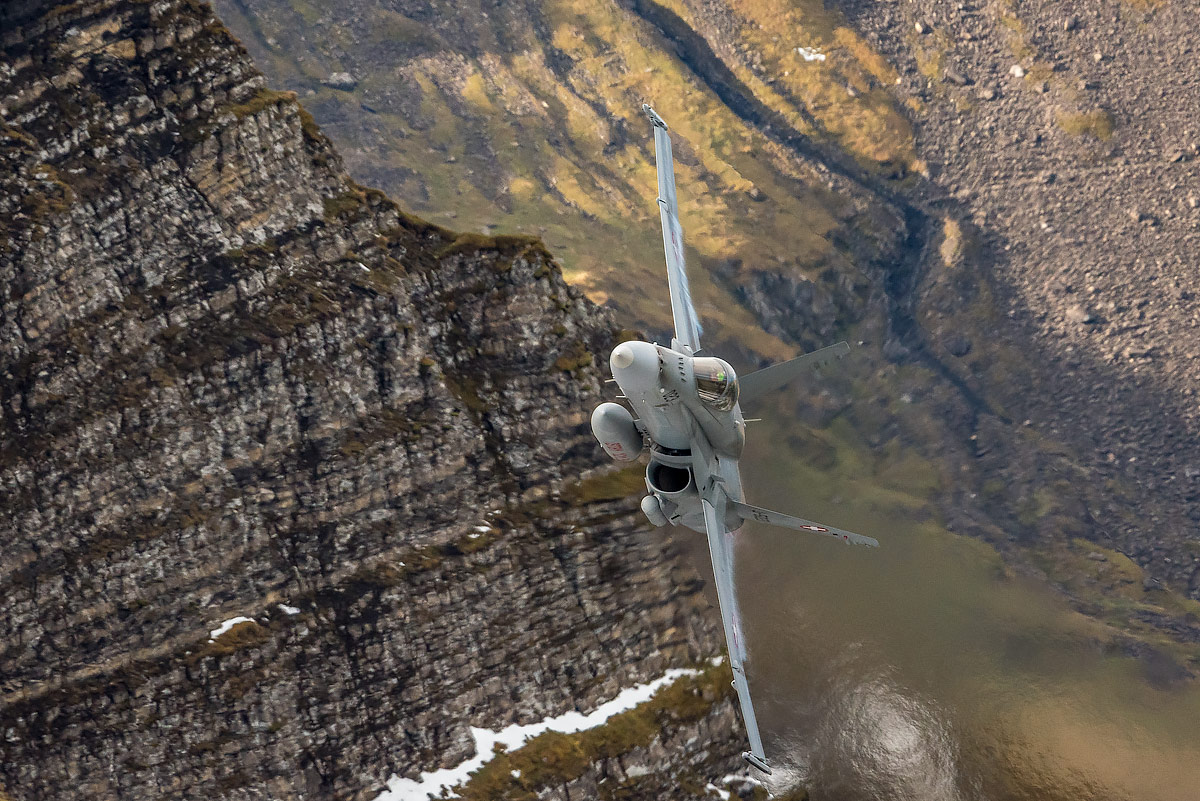 F 18 from the valley floor