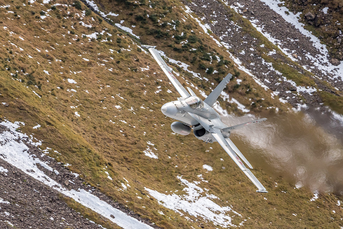F 18 from the valley floor
