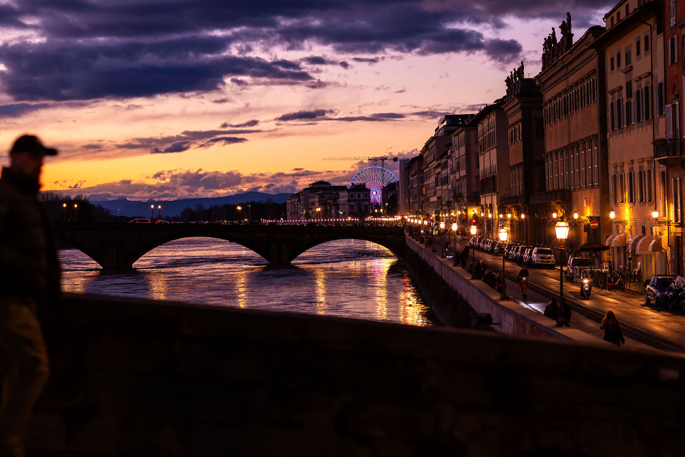 Florence, Lungarno at sunset