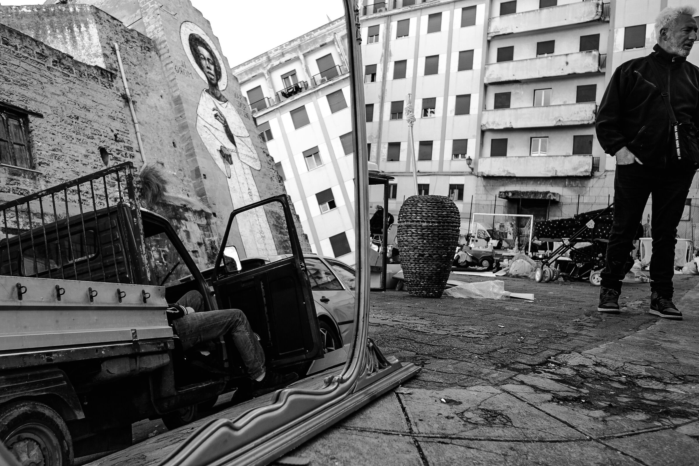 In the square