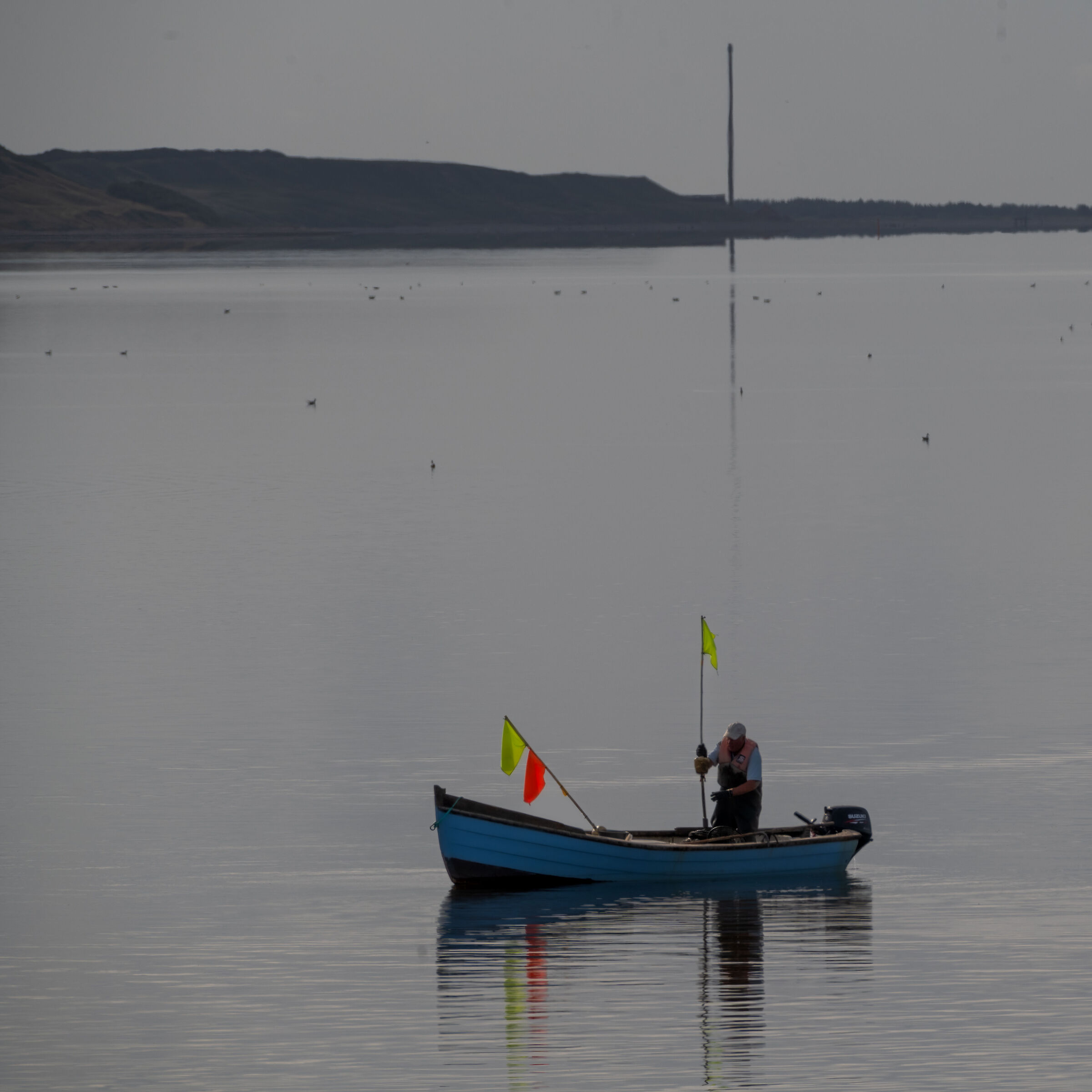 Placing flags during low tide