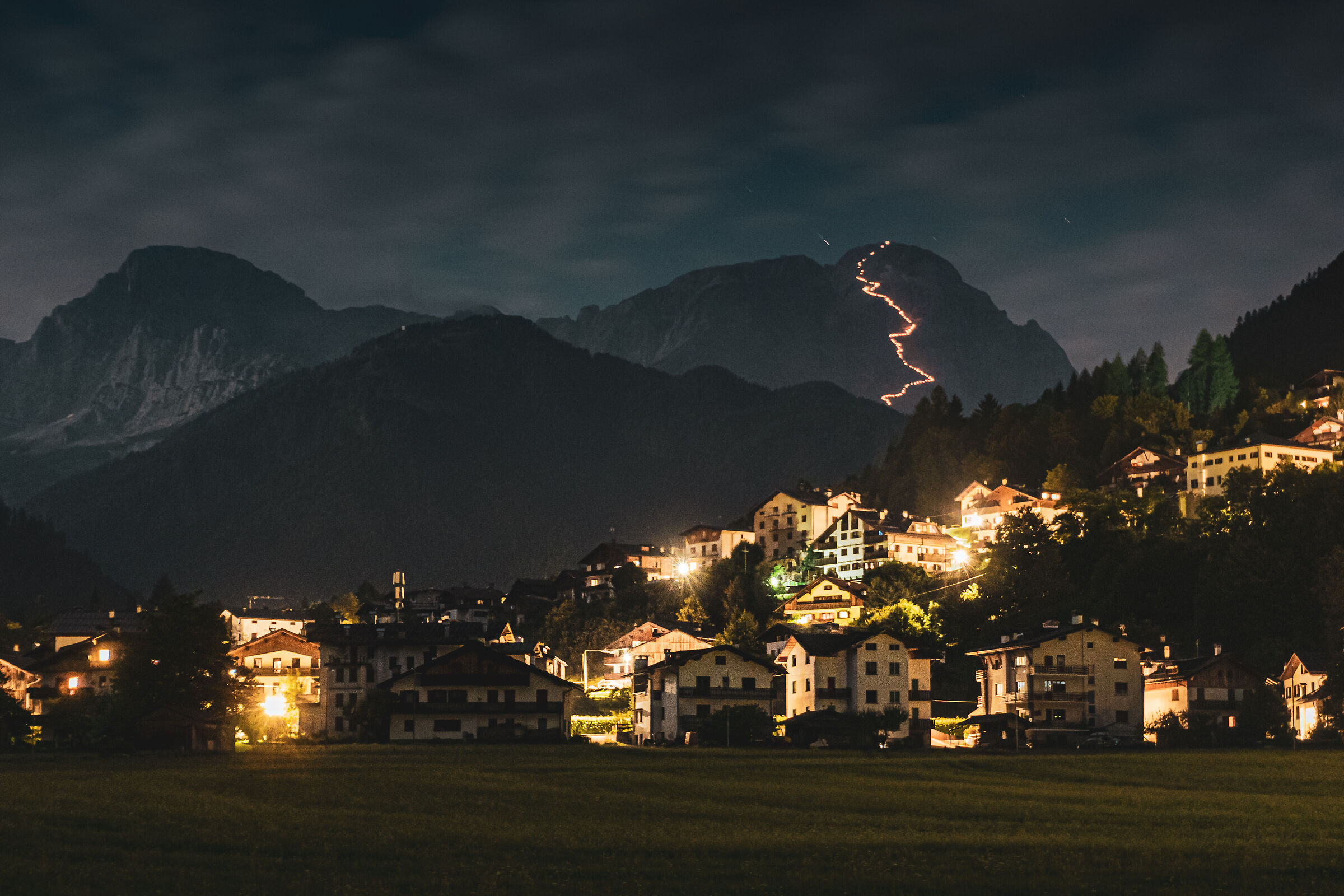 Torchlight procession from Monte Civetta