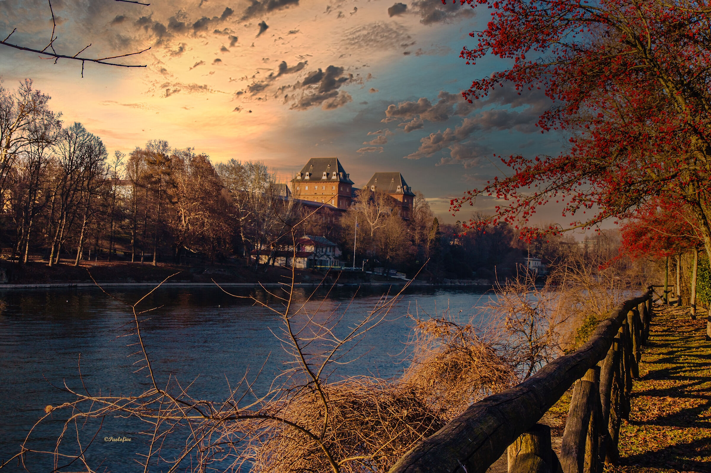 Valentino Castle Turin Winter sunset