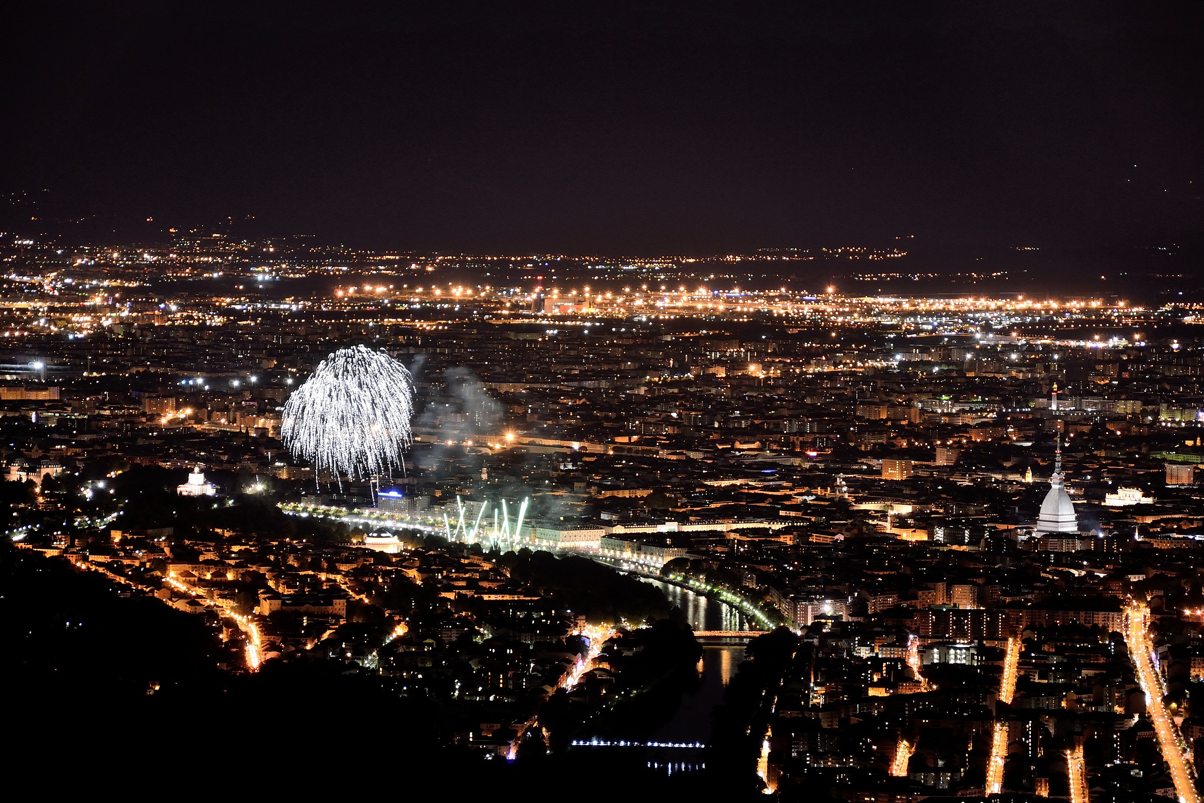 Fireworks in Torino from Superga