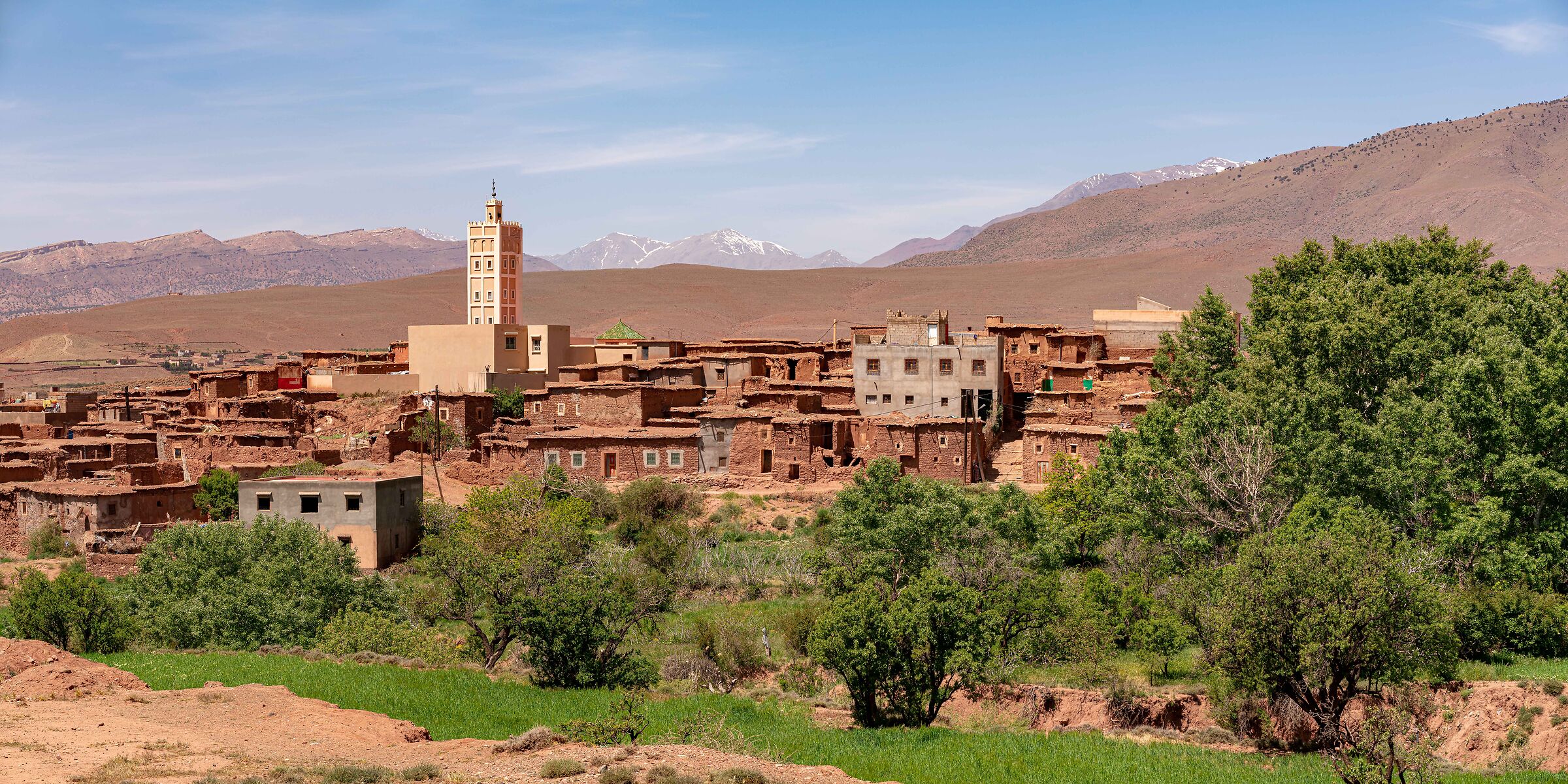 Morocco, High Atlas, water, desert, snow