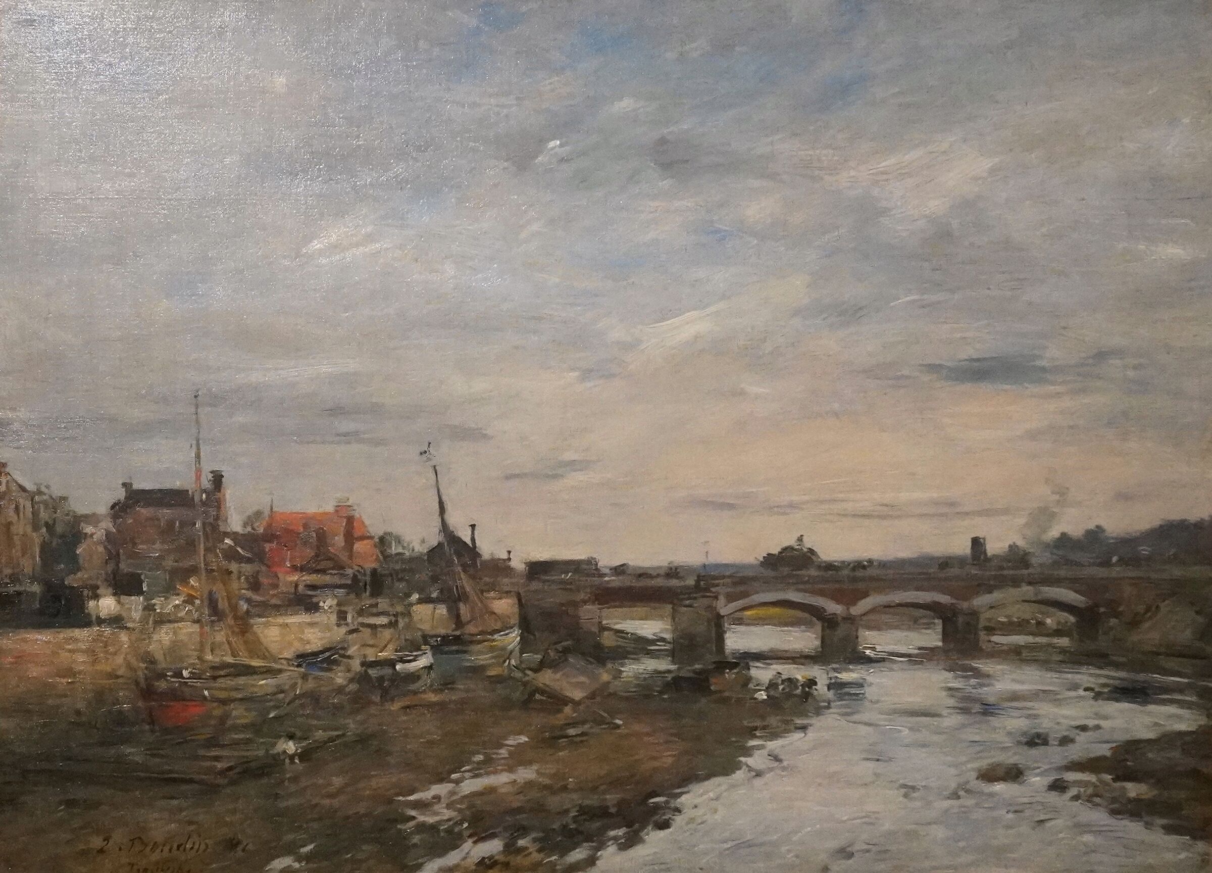 Eugene Boudin - Il ponte sul fiume Touques a Trouville