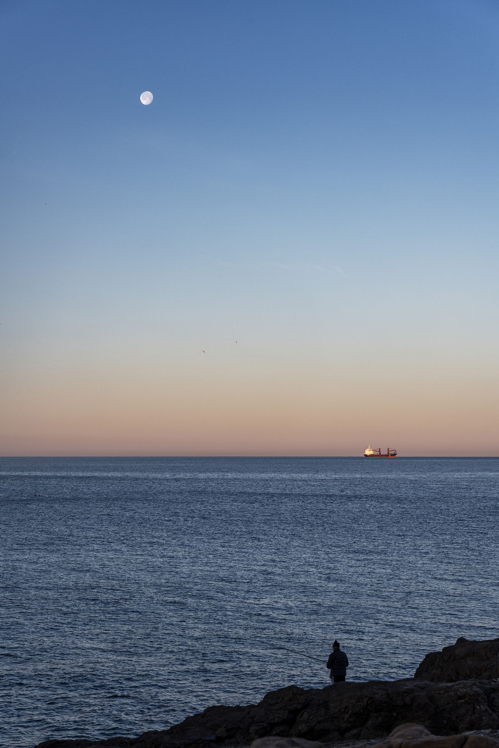 Fisherman, Ship, Moon