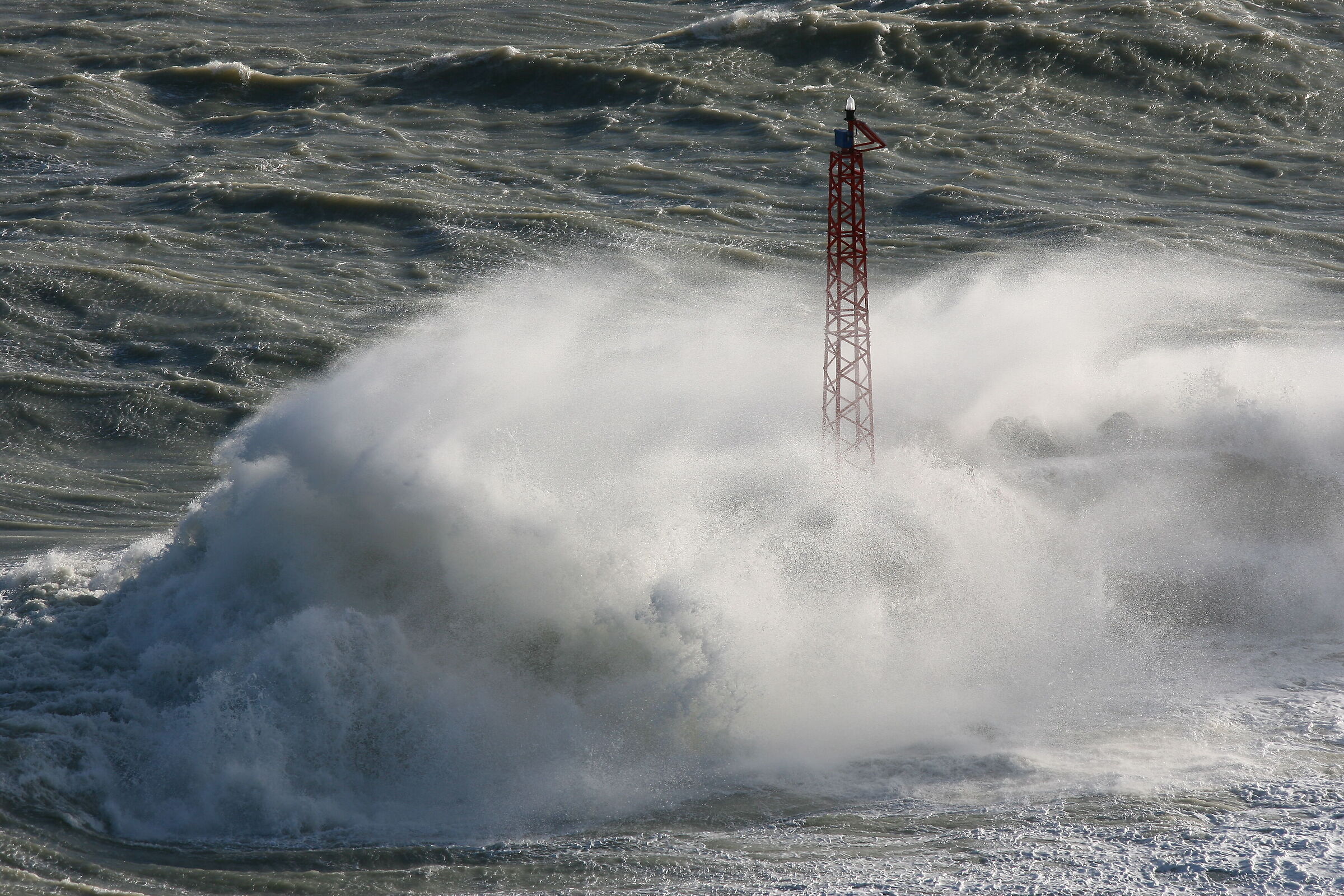 North pier Numana in the storm