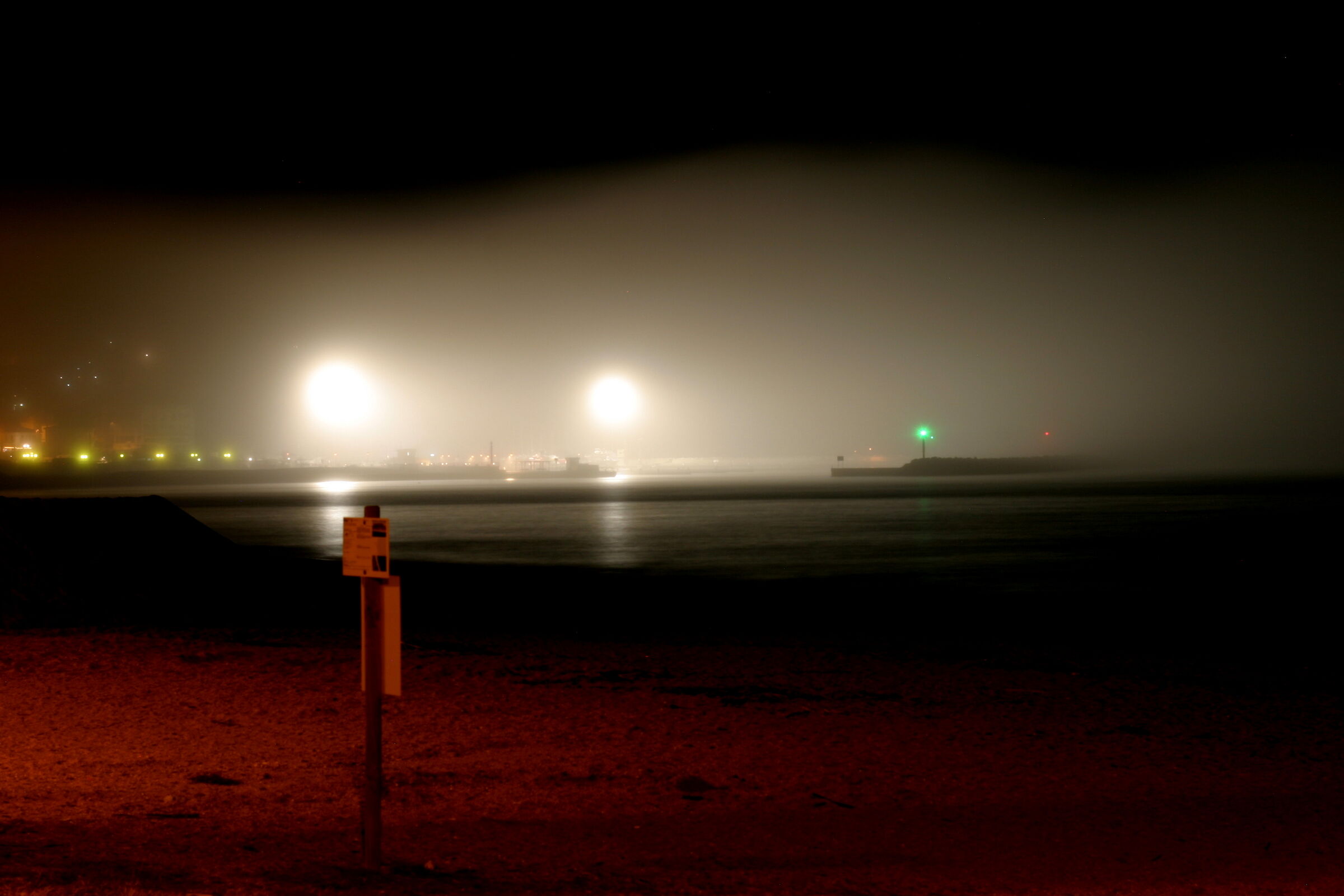 fog descends at the port of Numana