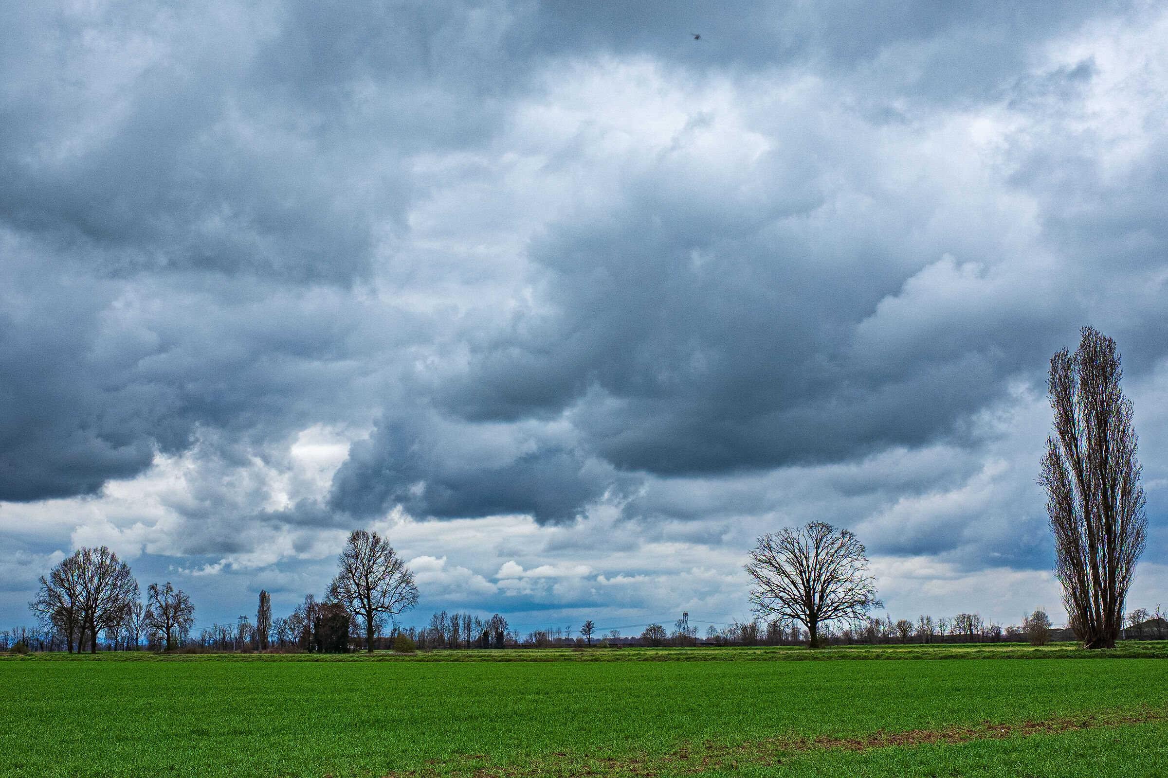 Light with storm clouds