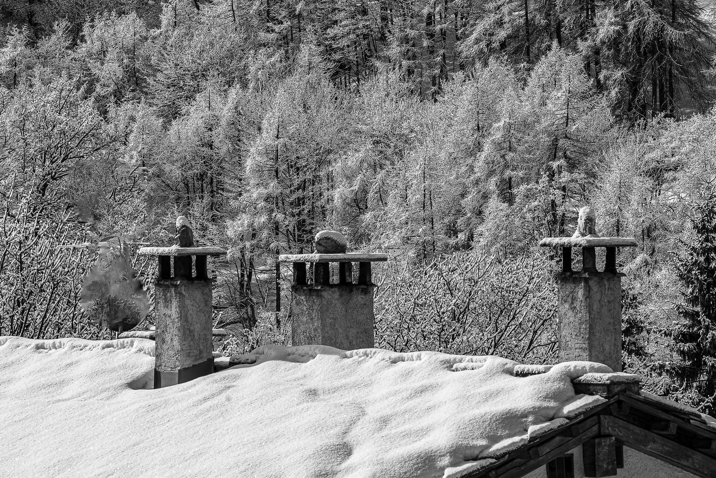 Snow and chimneys