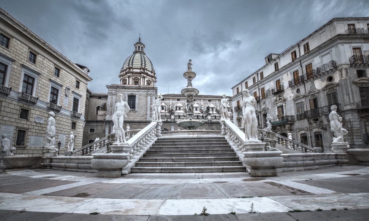 Fontana a Palermo, Sicilia, Italia