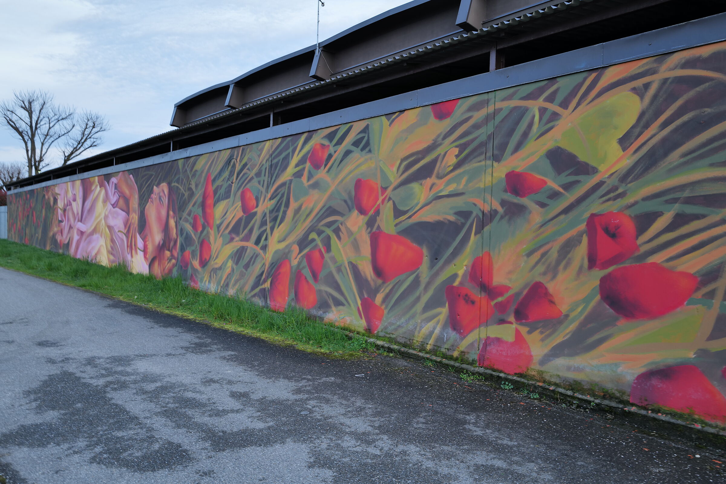 Capannone industriale con murale