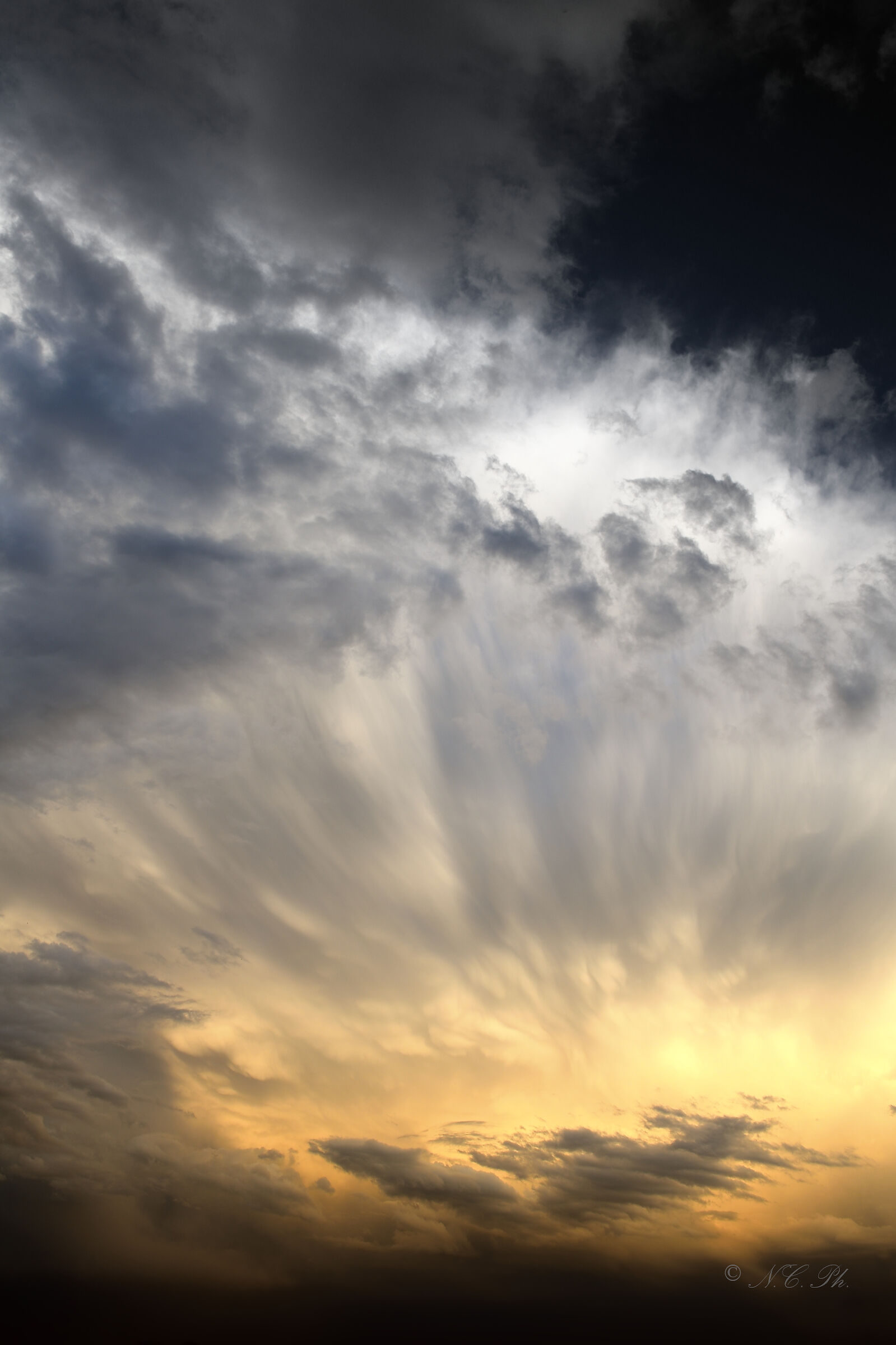 Cumulonimbus clouds at sunset