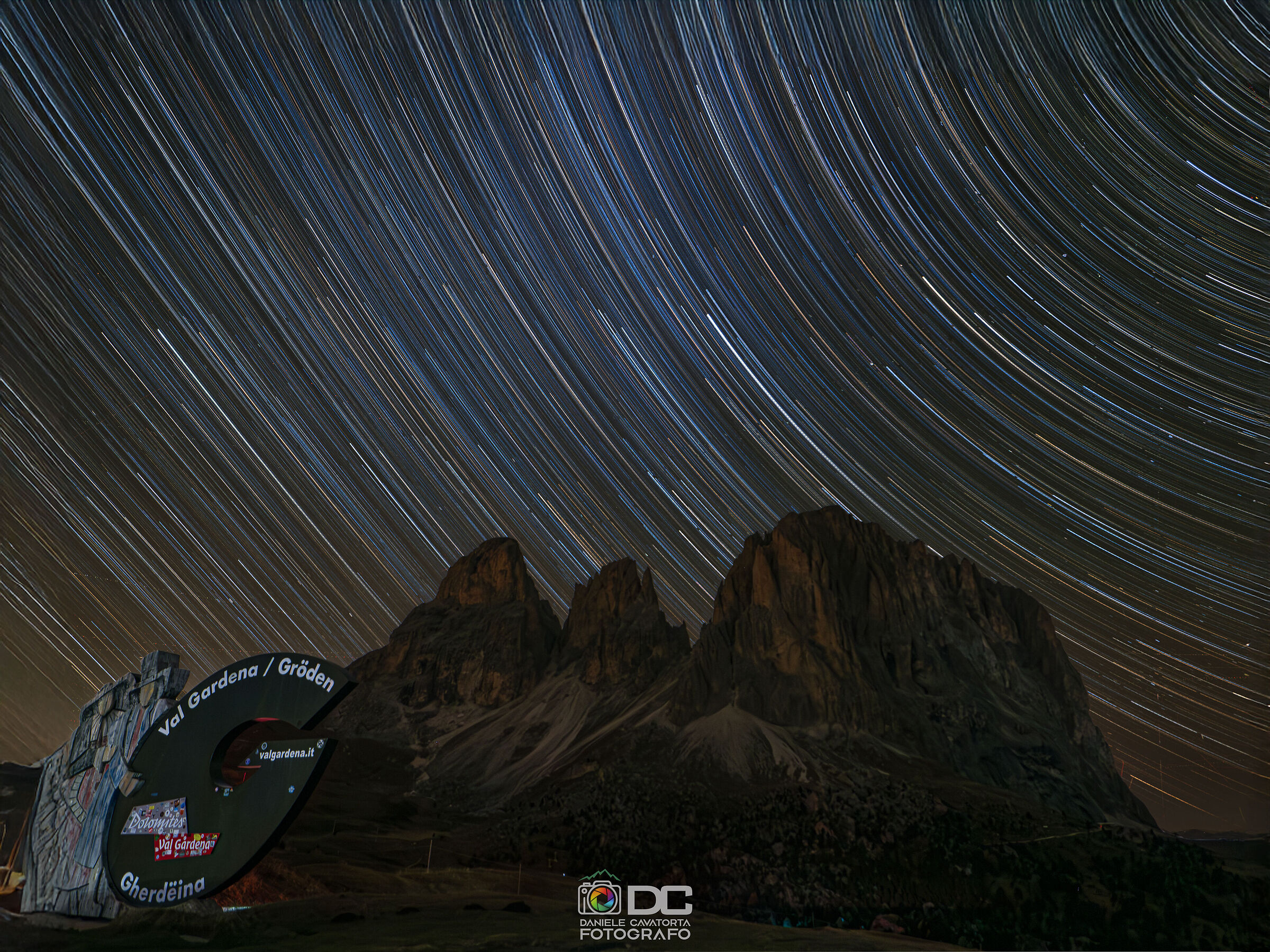 Startrail to the Sella Pass