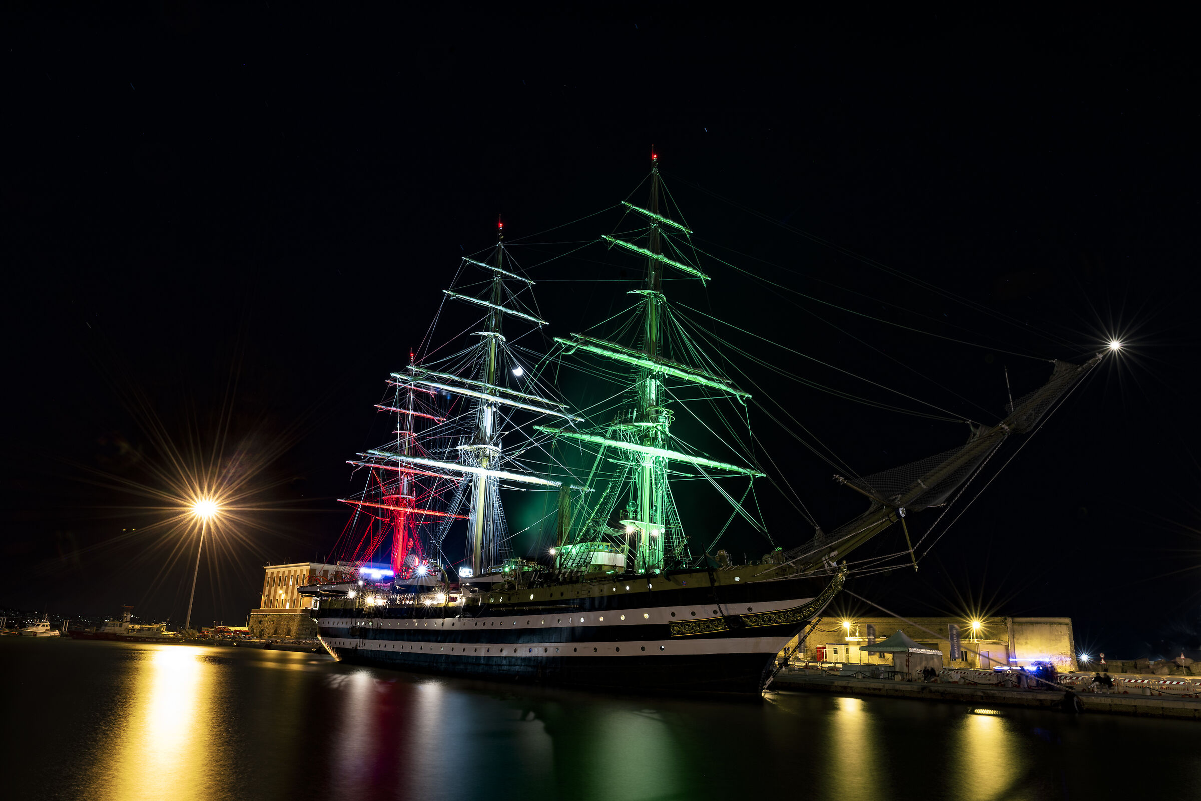 The Amerigo Vespucci anchored at the port of Ancona