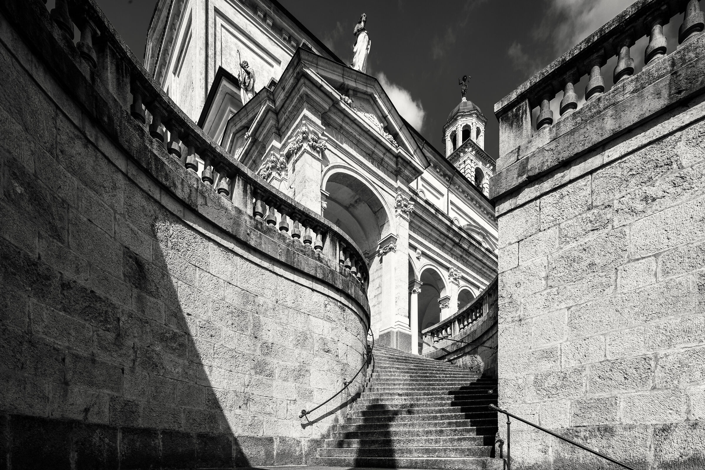 At the foot of the basilica