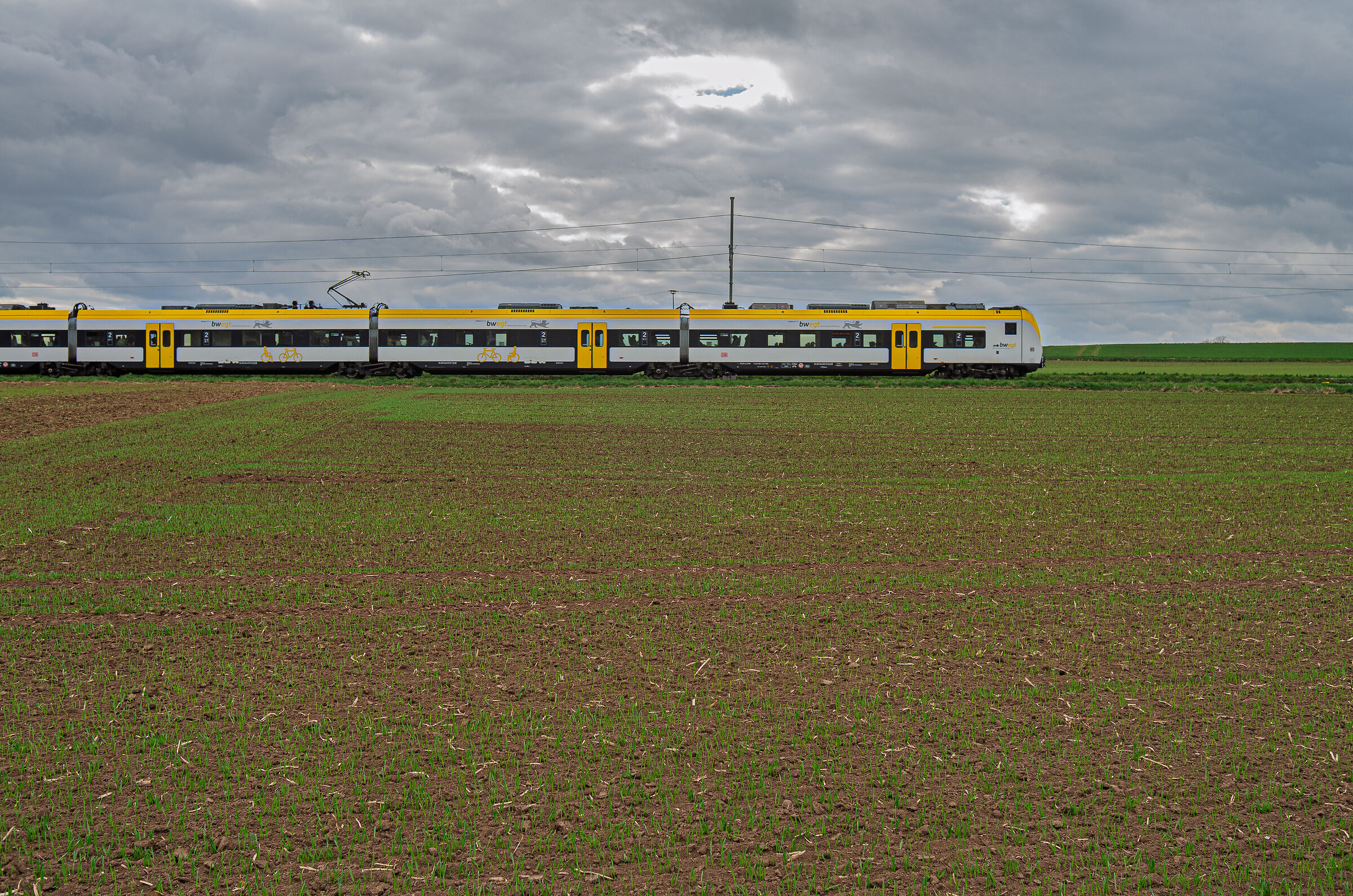 The train is the clouds