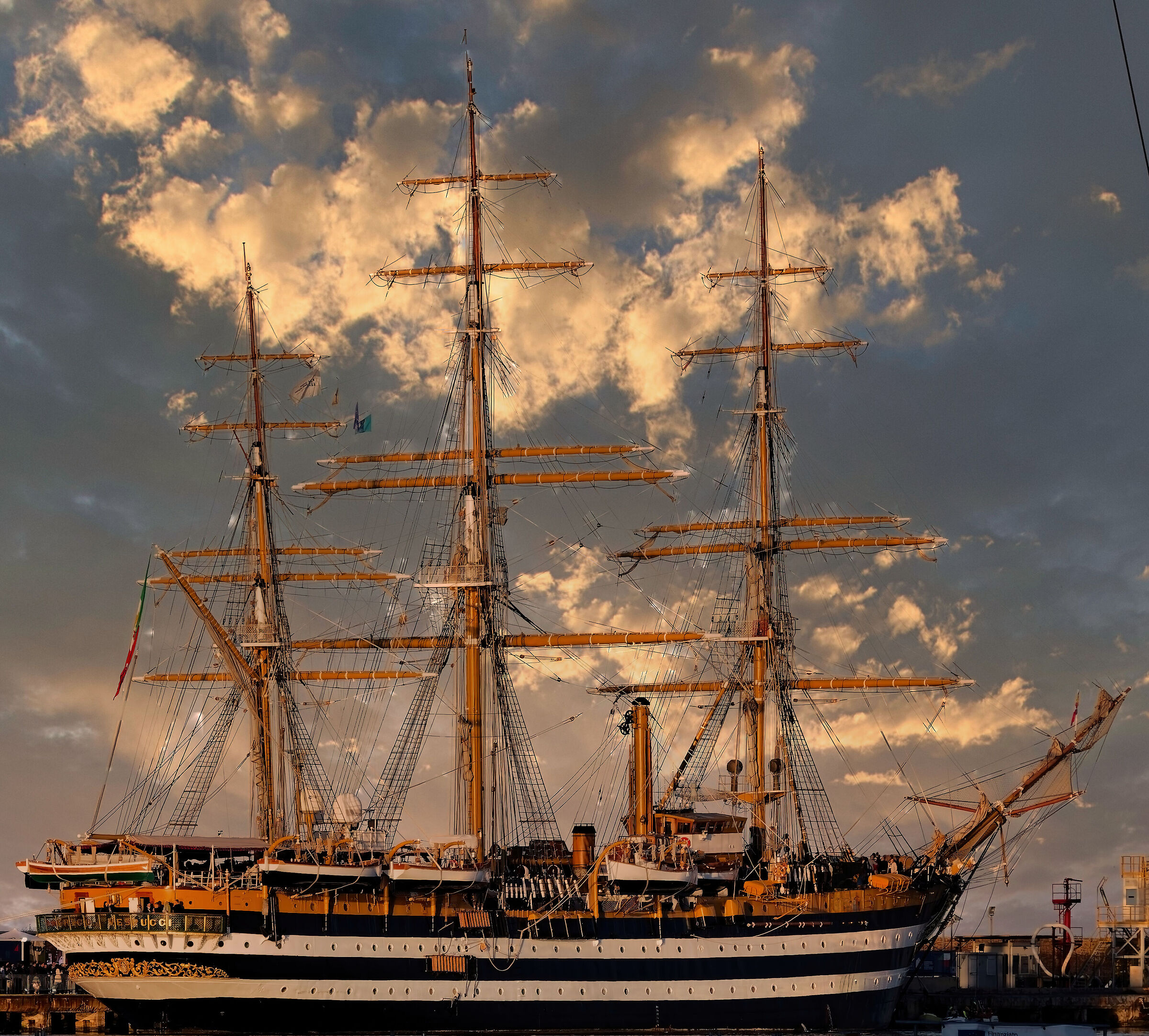 The Vespucci ship at sunset