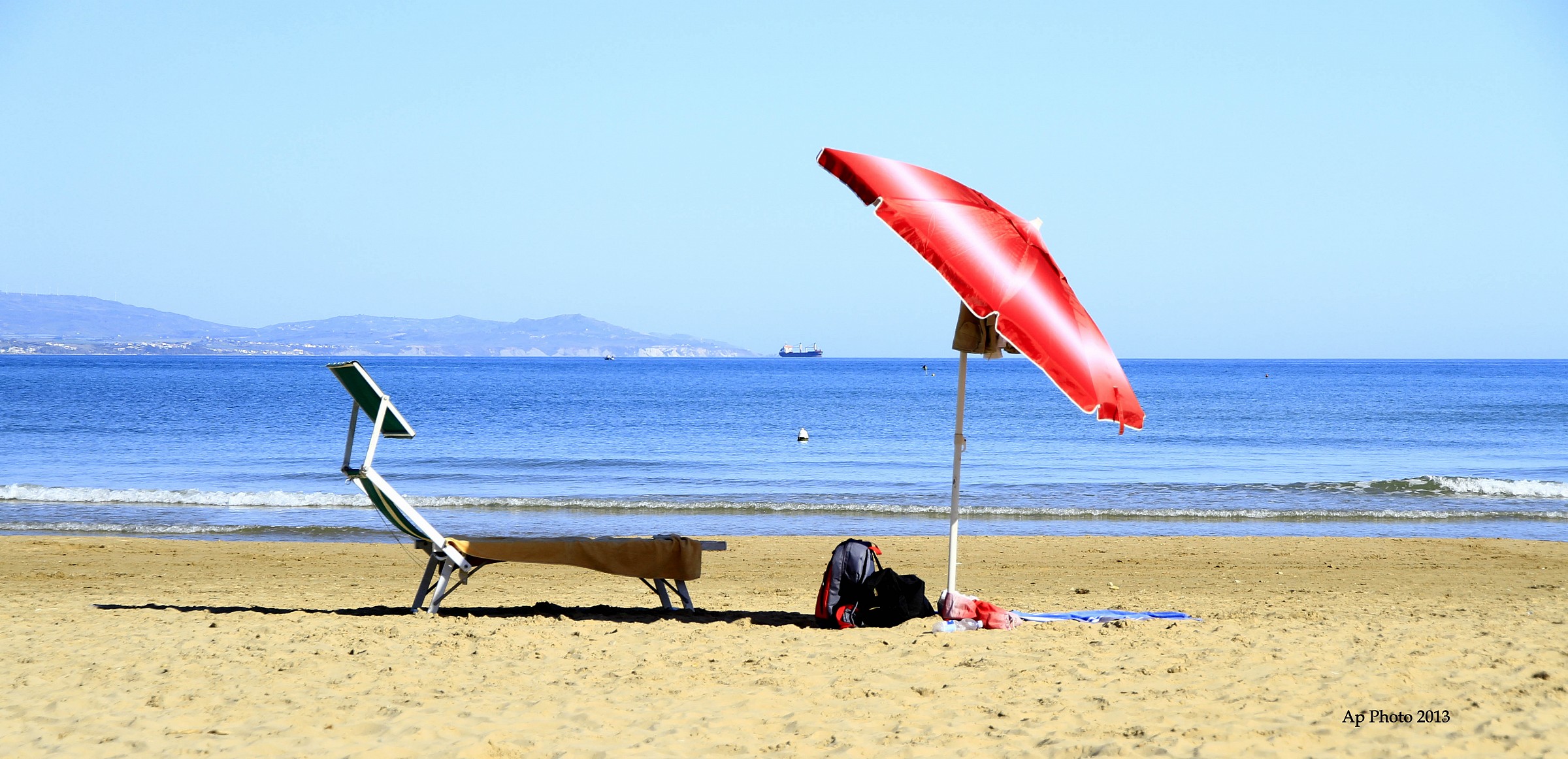 Beach umbrella and chairs