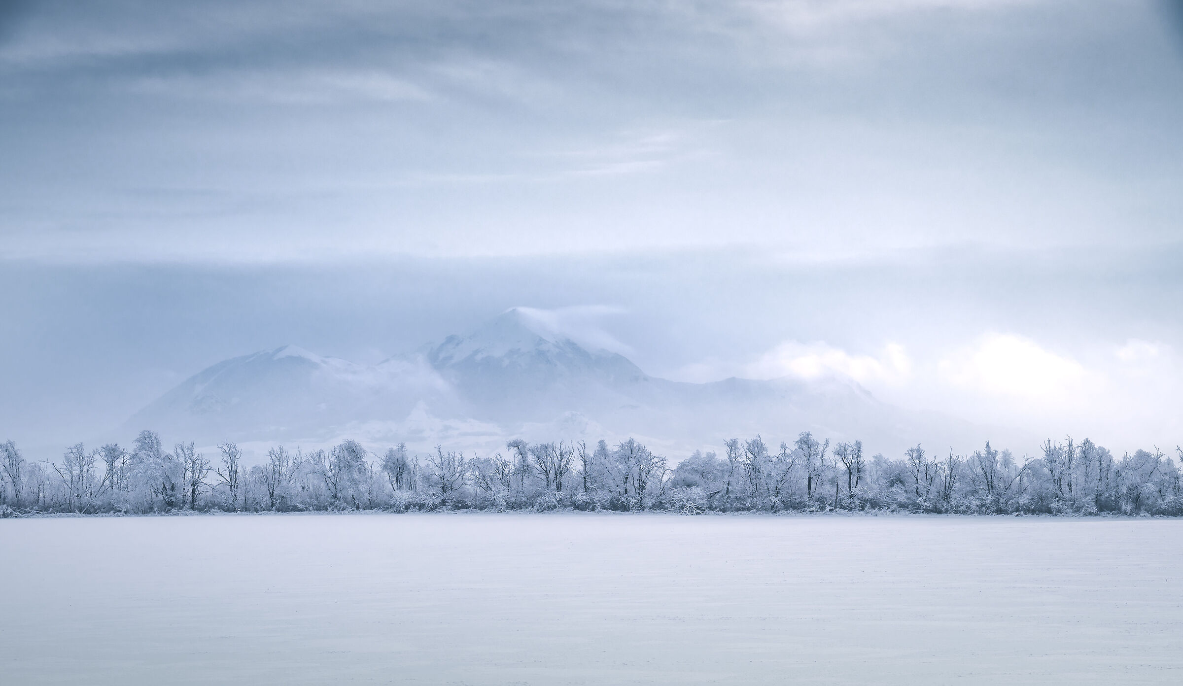 Mount Beshtau in snow, Caucasus, Russia.