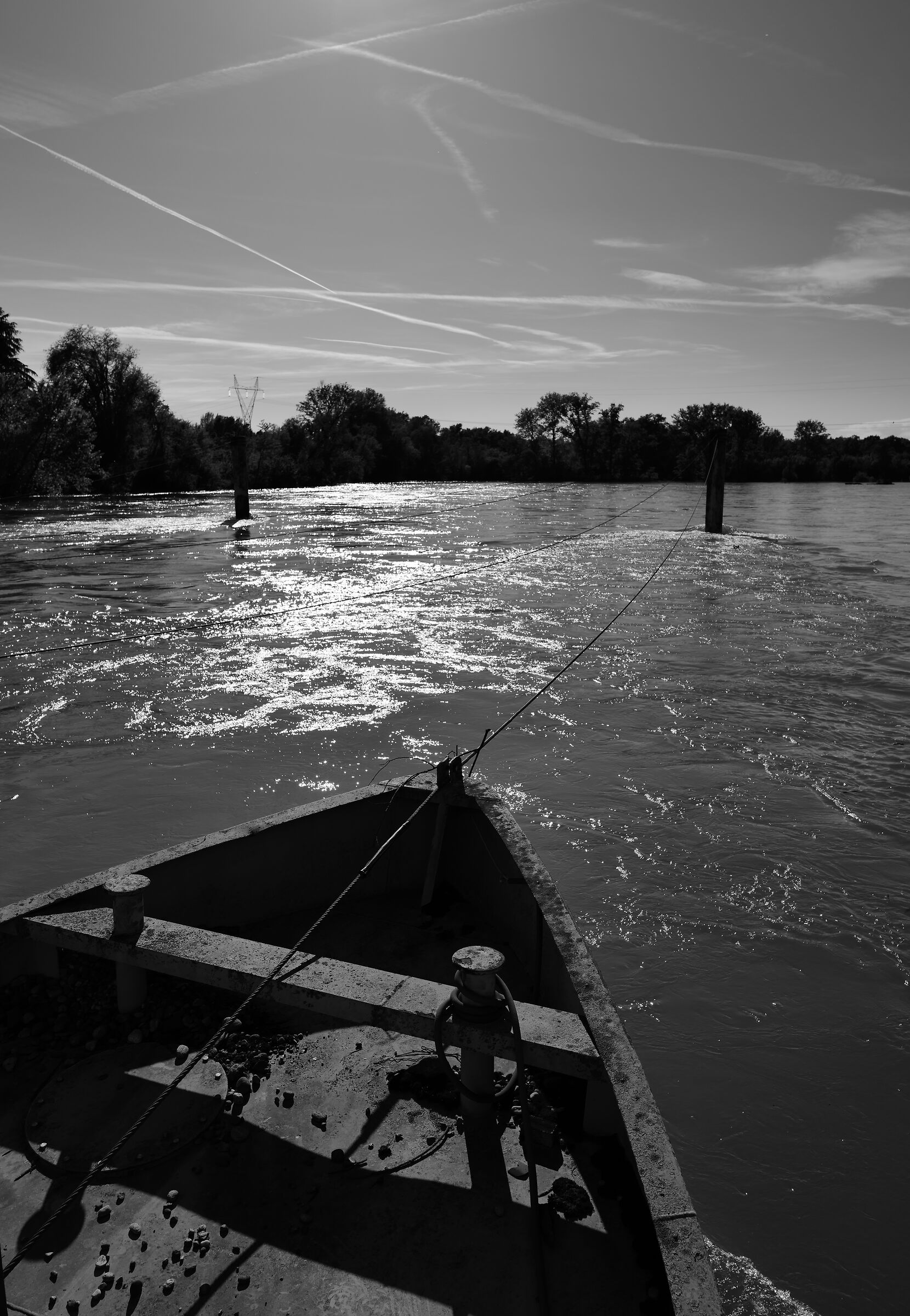 acqua alta al ponte di barche di Bereguardo