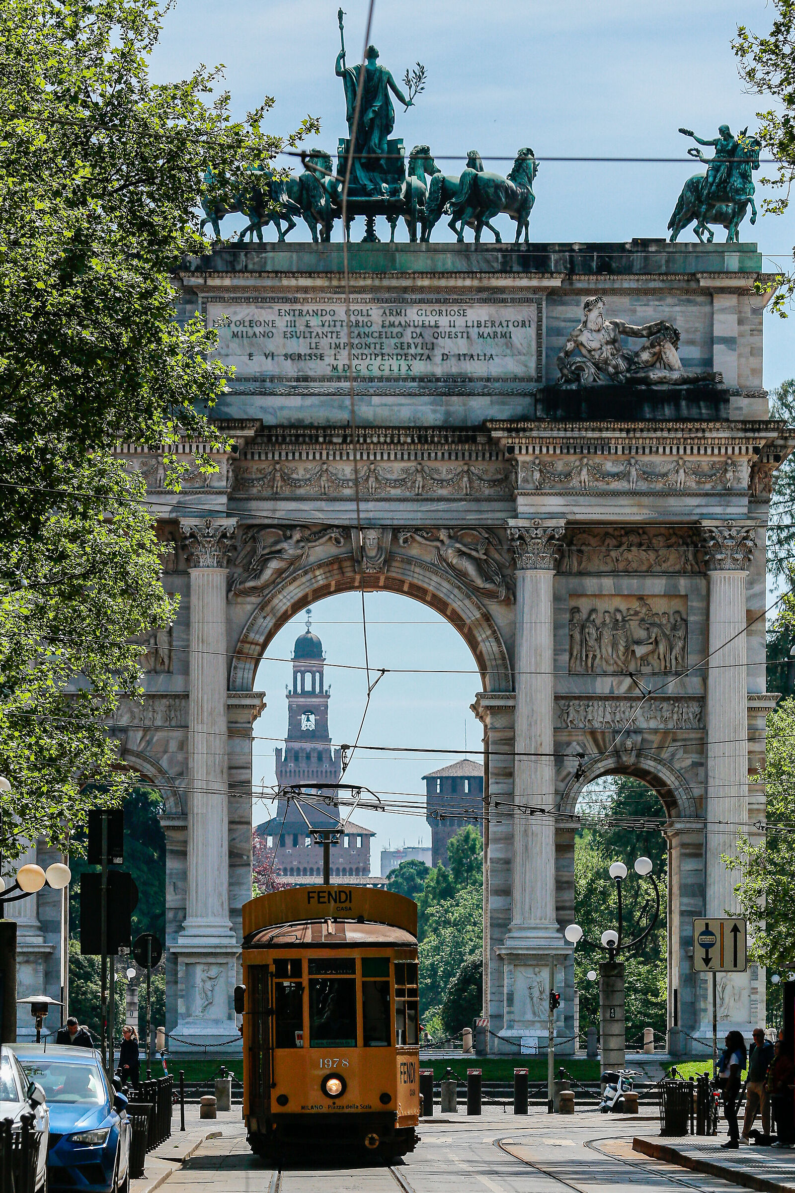 "Trolleys" and Arch of Peace