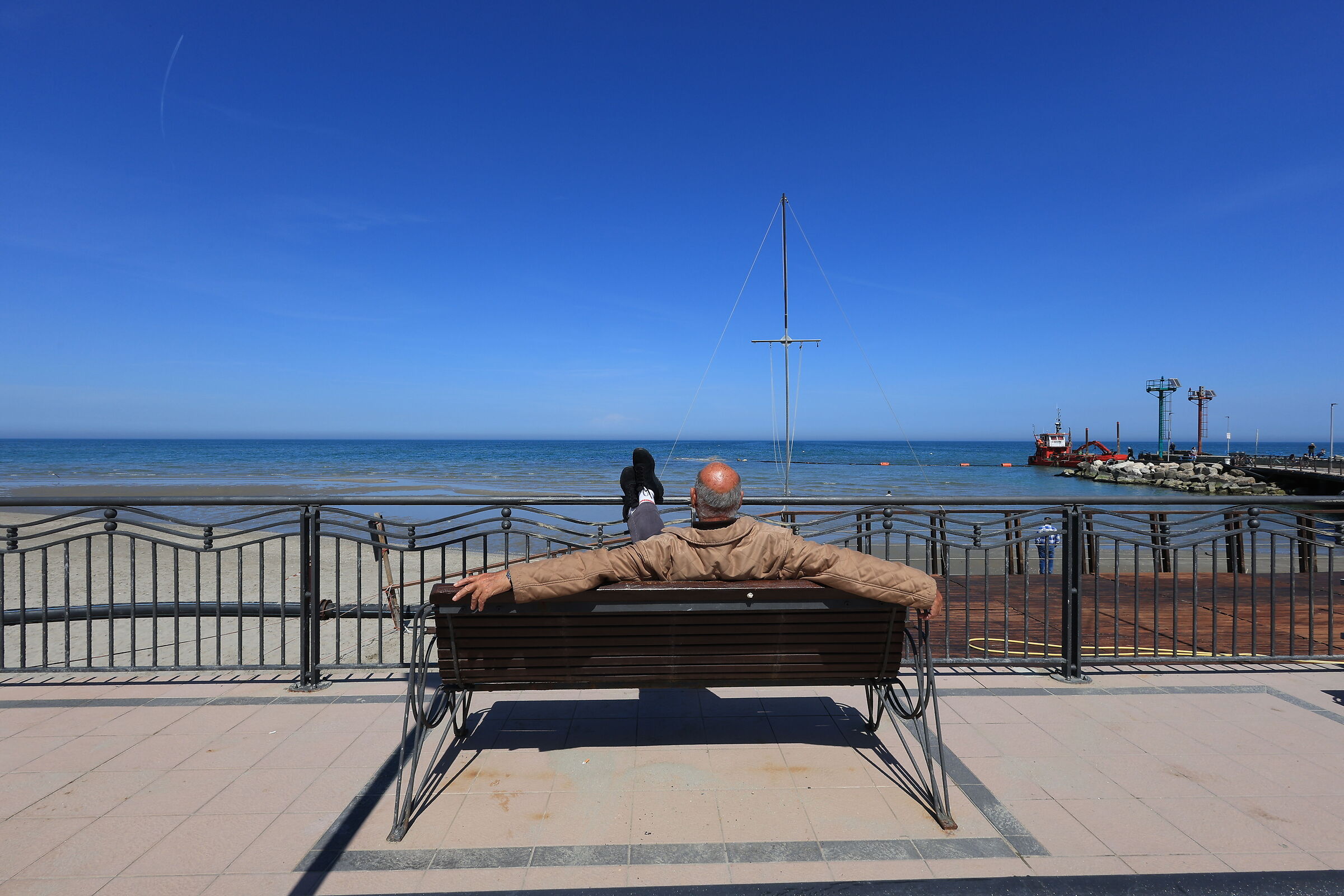 Sunbathing at the port of Riccione