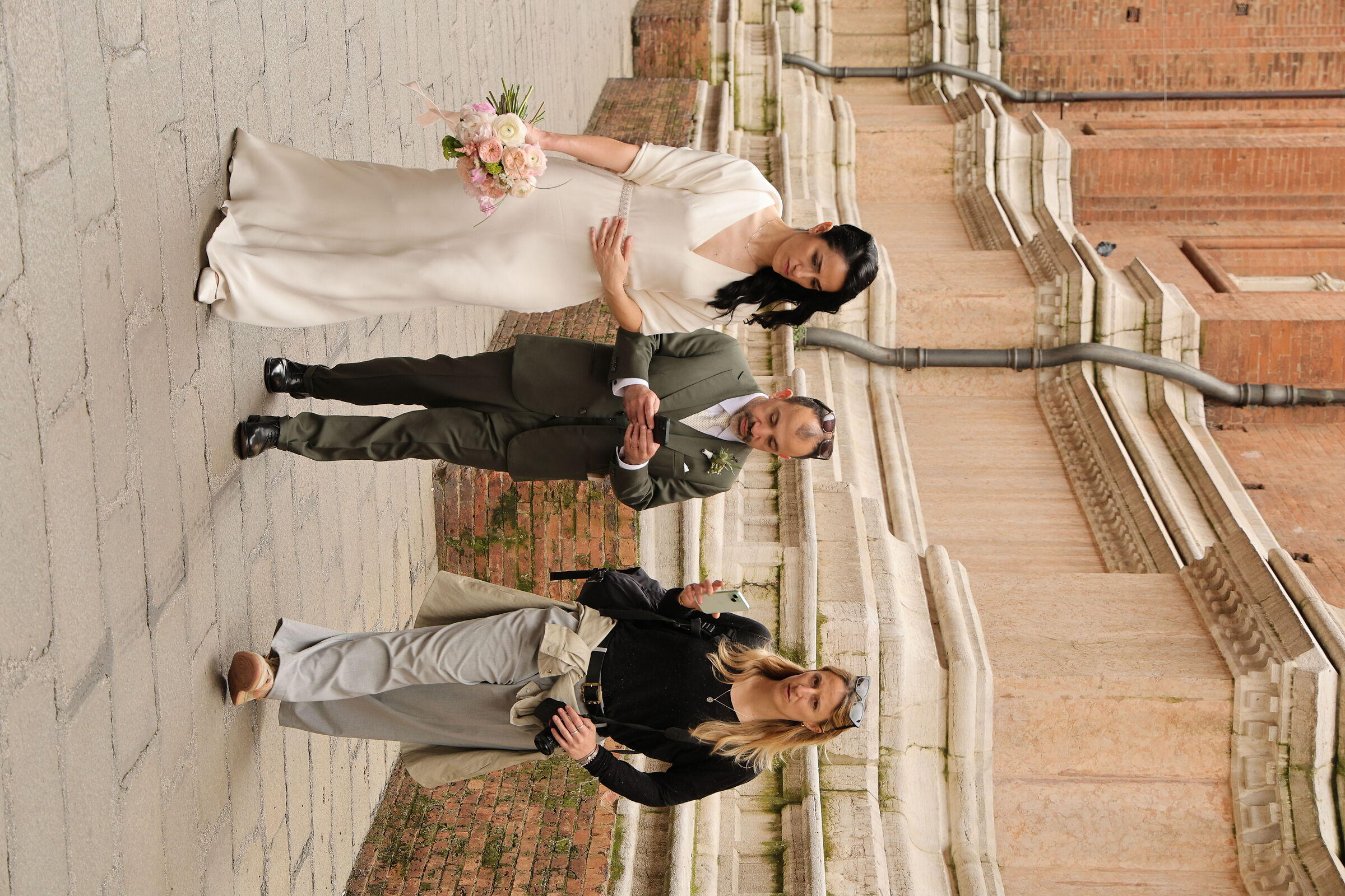 The busy bride and groom