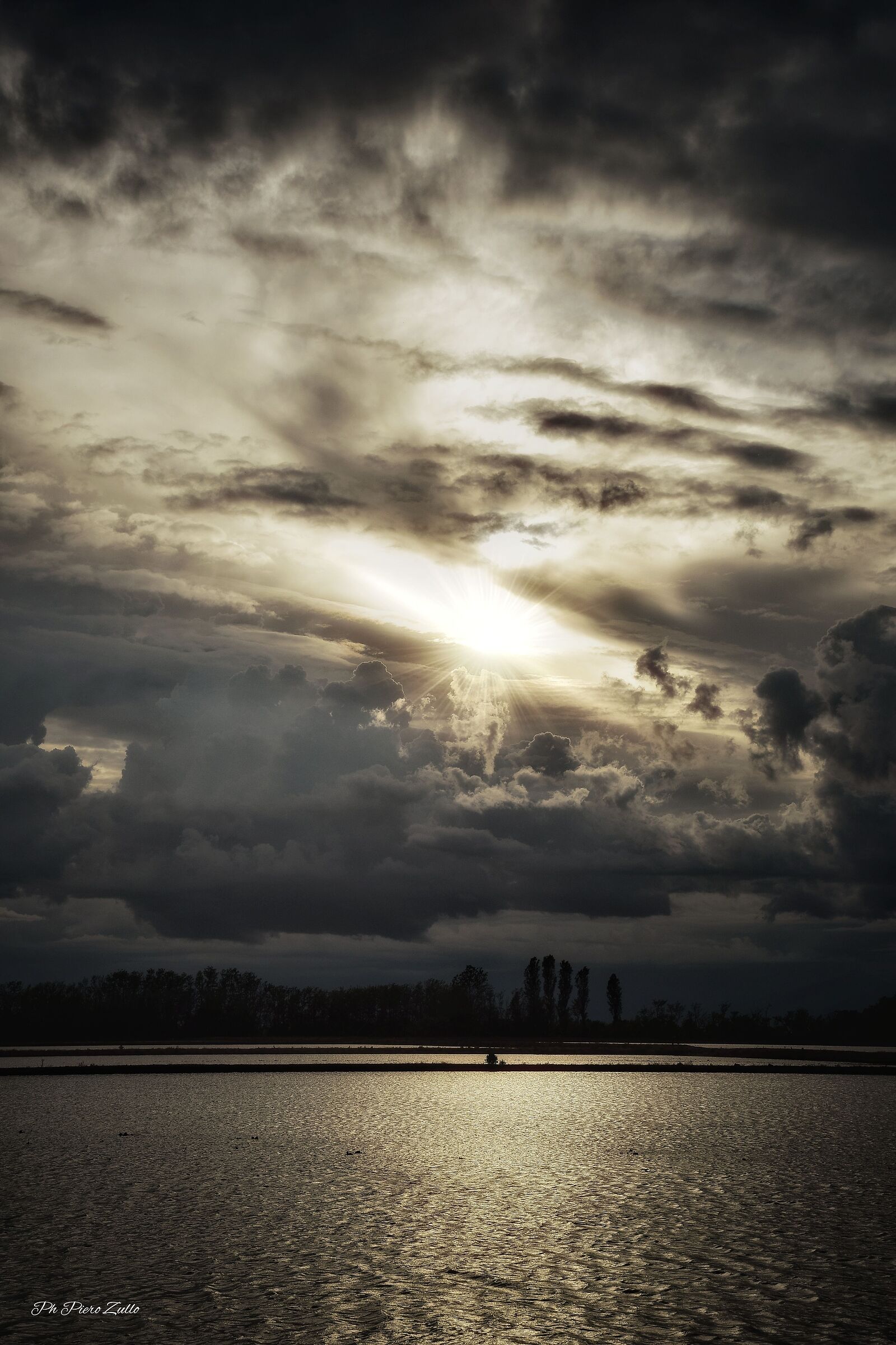 between clouds and rice fields