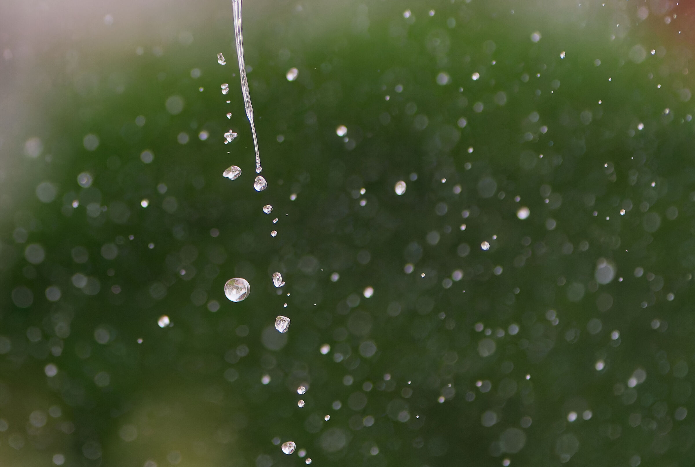 The rain is coming down