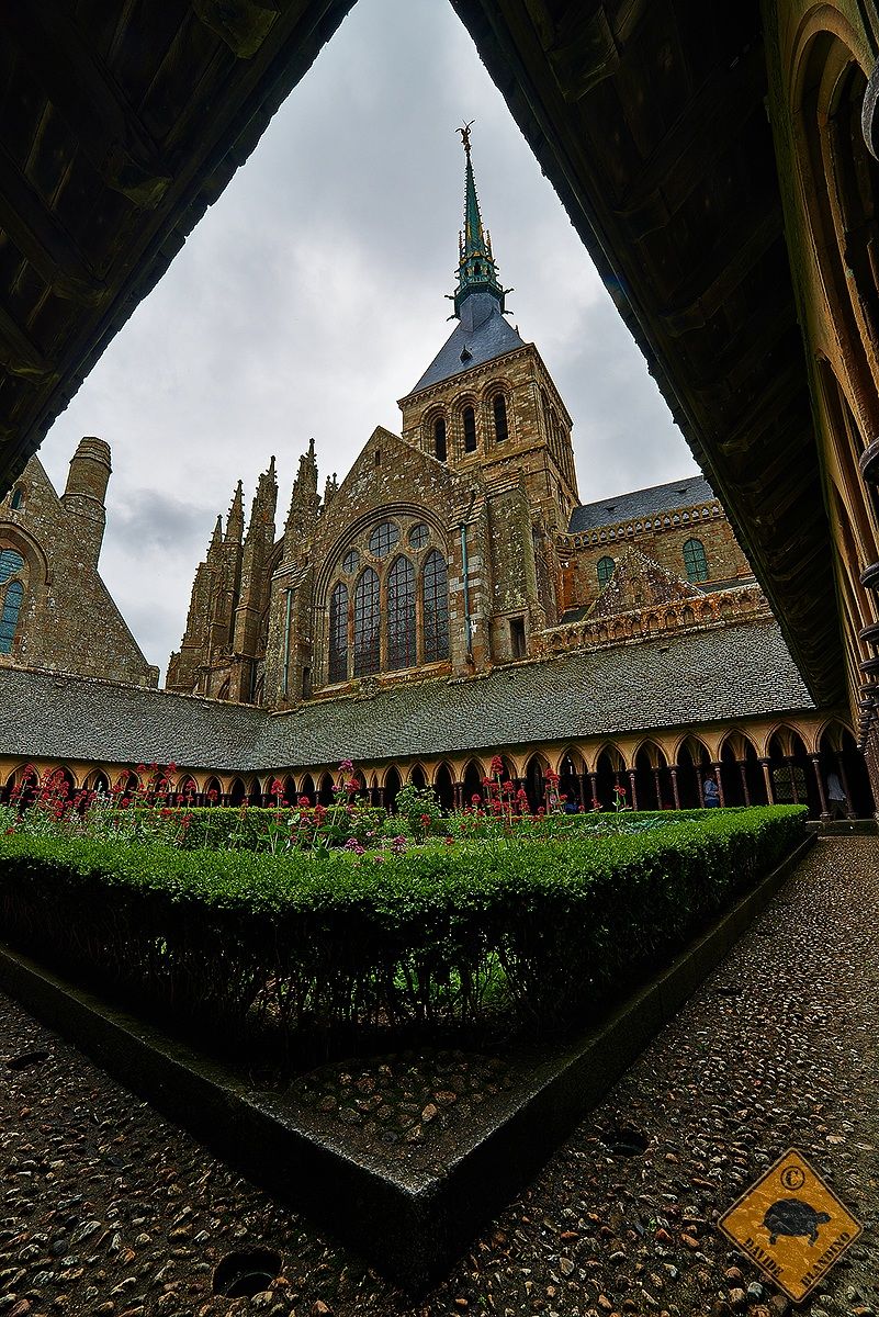 The Abbey of Mont Saint Michel from the cloister.
