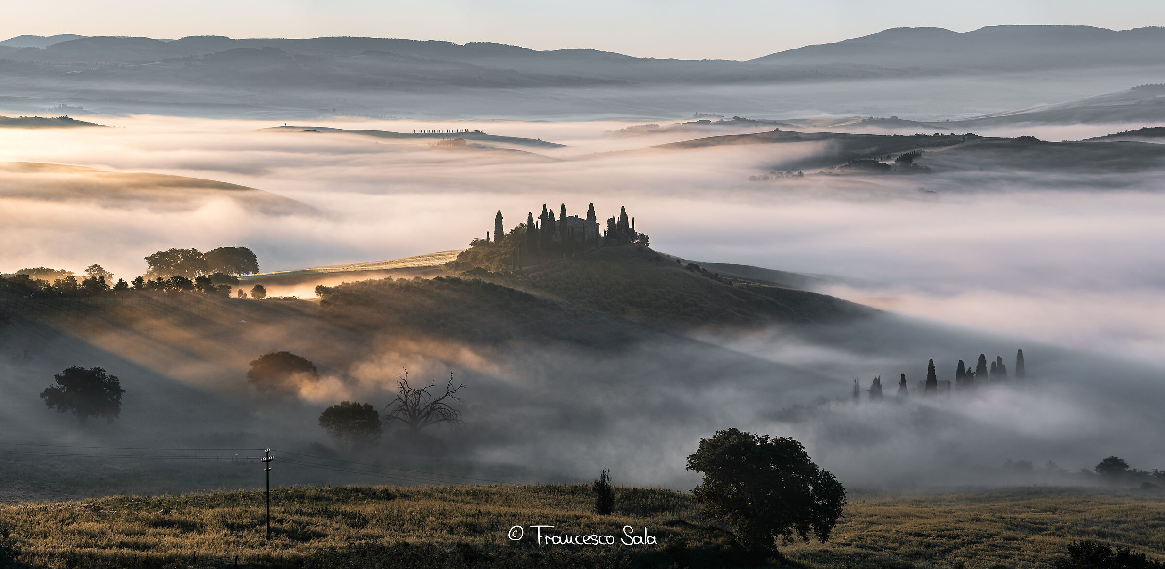 Farmhouses at dawn