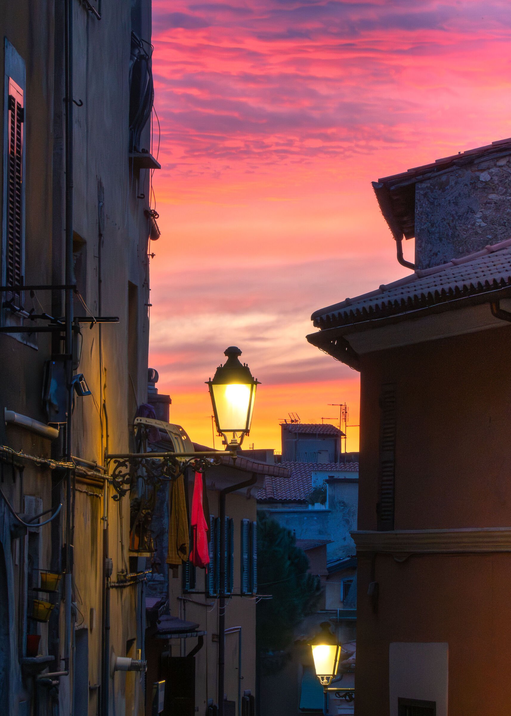 Sunset over rooftops