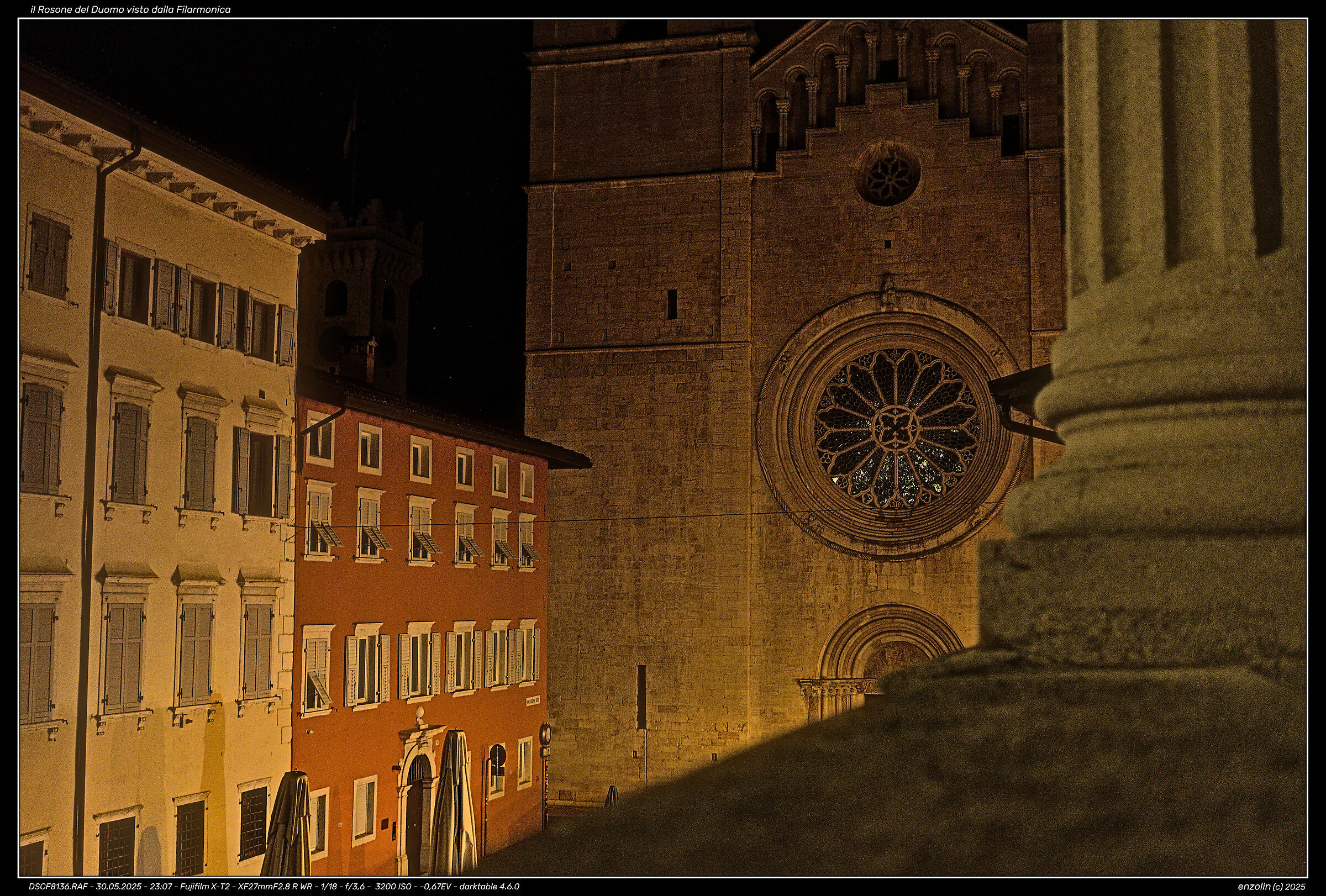the Rose window of the Duomo seen by the Philharmonic