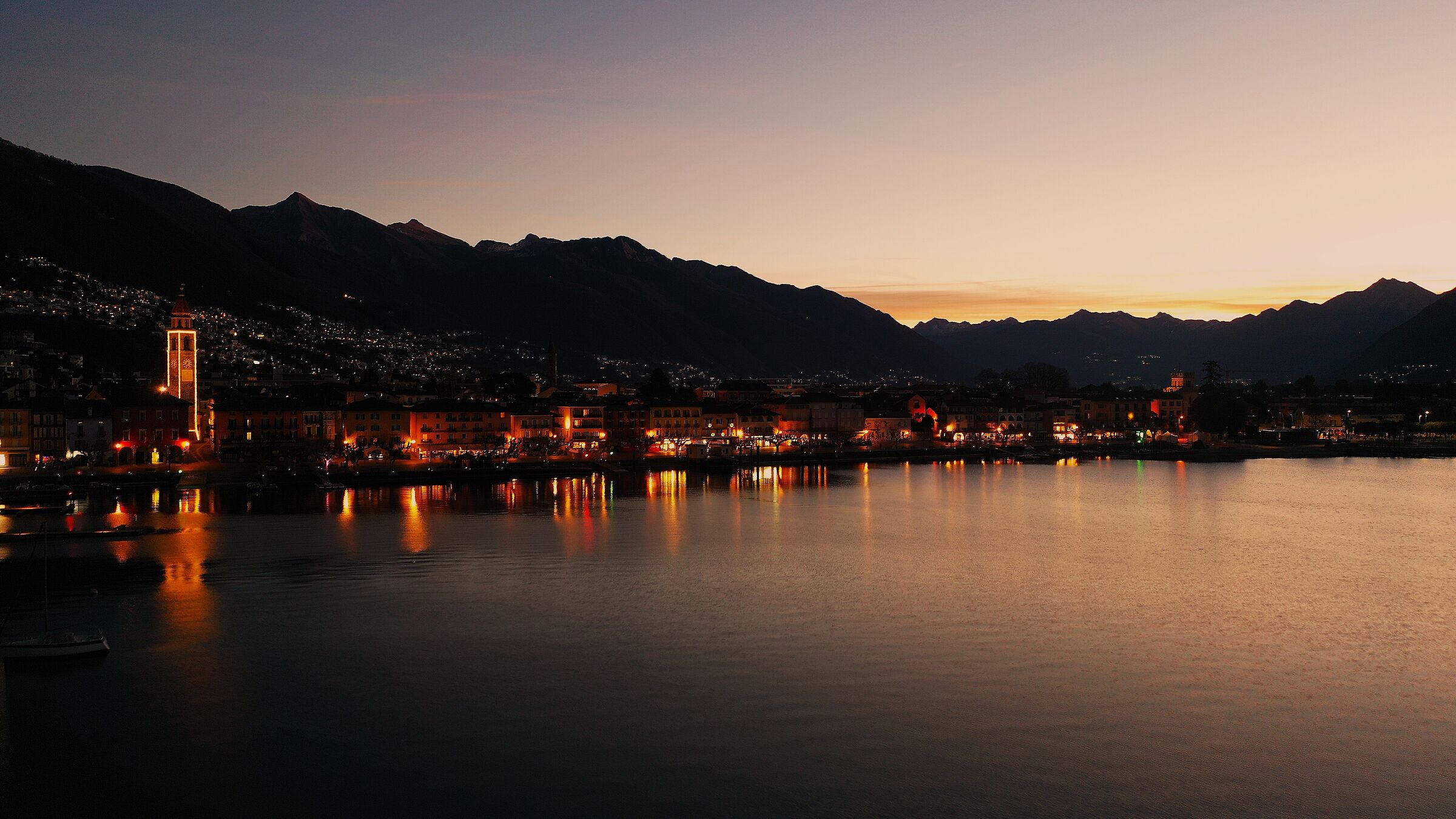 Lights and reflections at dawn