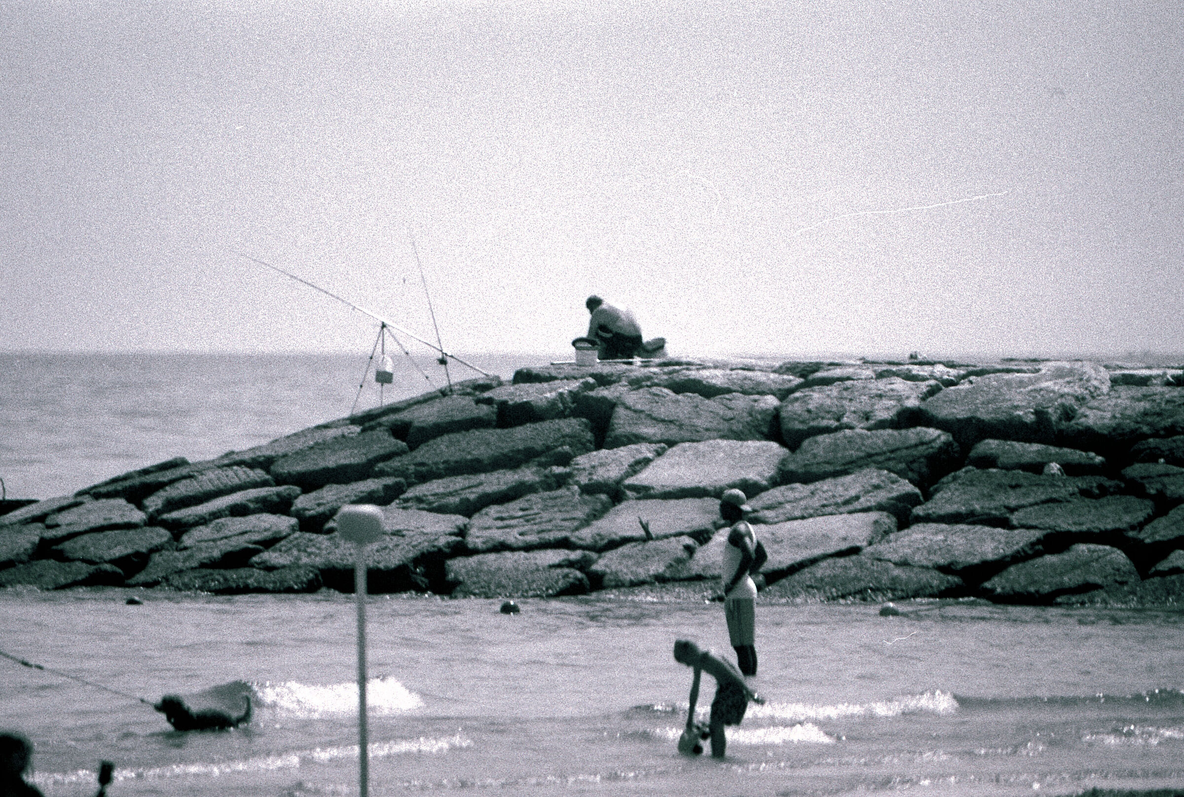 Pescatore sulla scogliera
