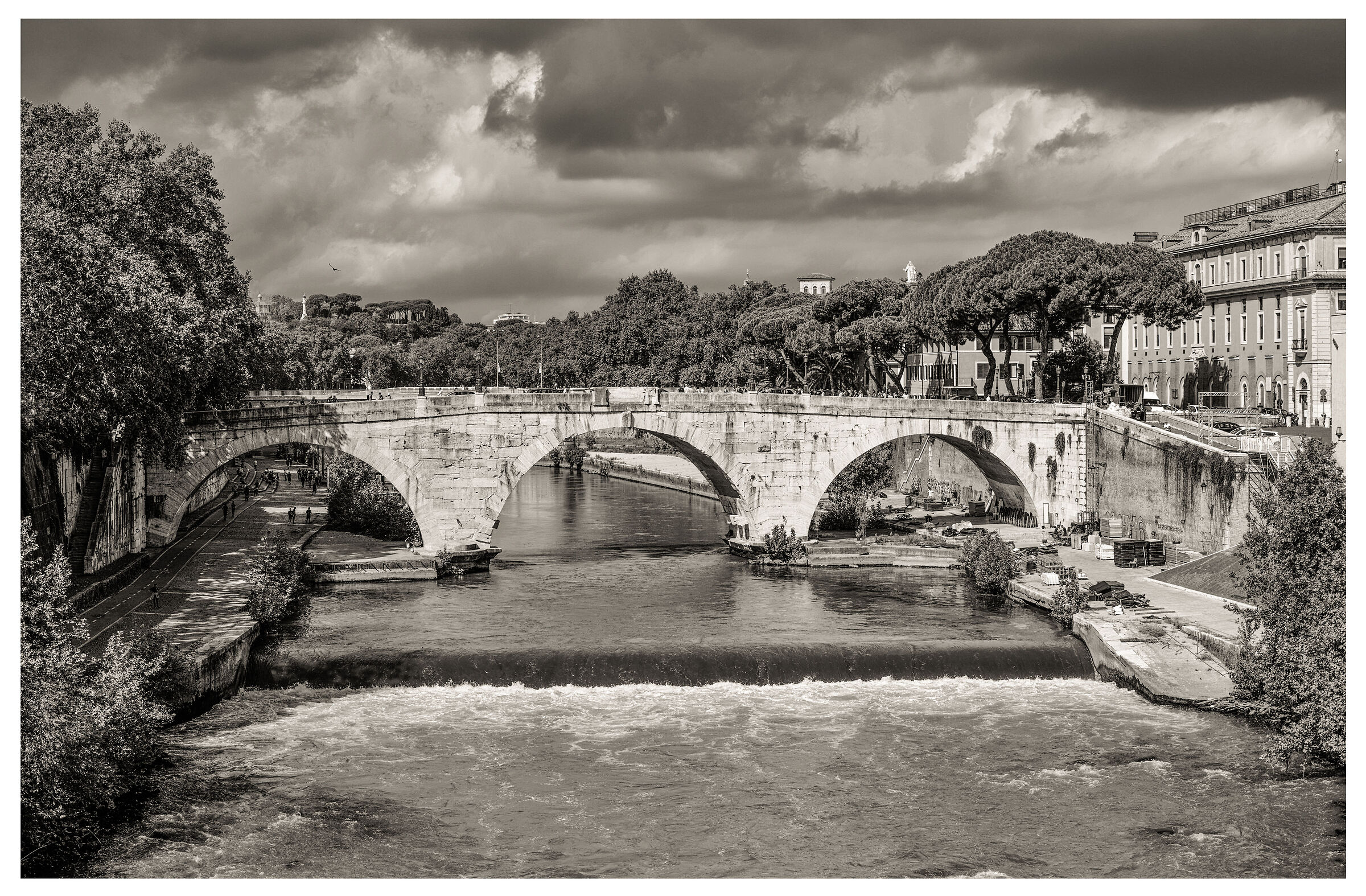 Rome-Cestius Bridge on the Tiber Island