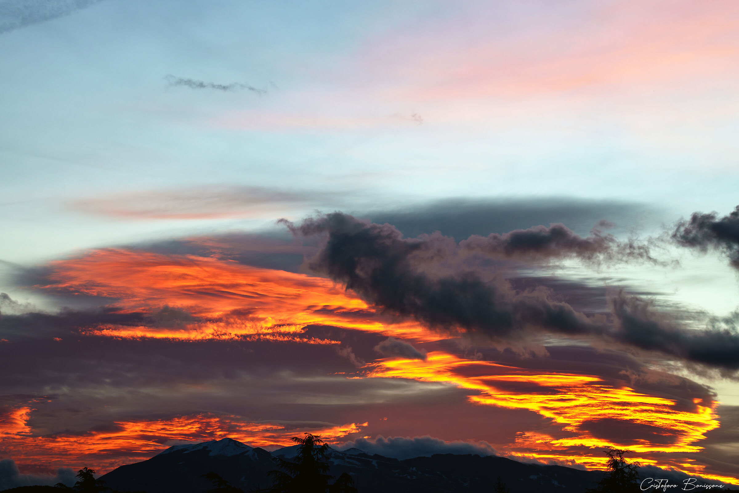 Un Freddo tramonto invernale a Rieti
