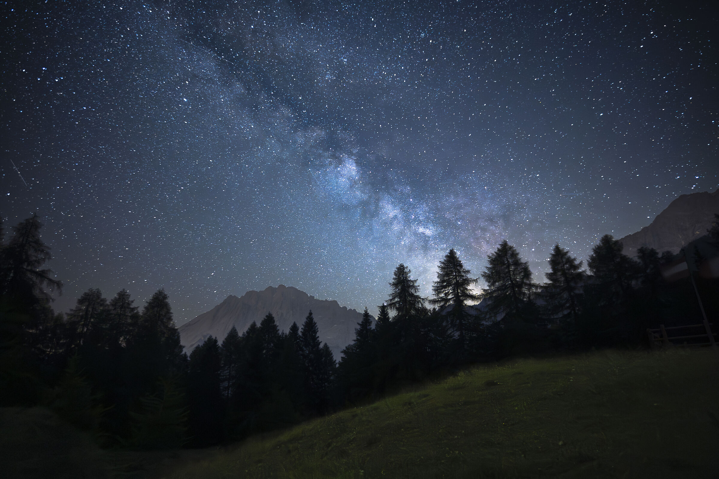 The larches, the mountains and the galaxy