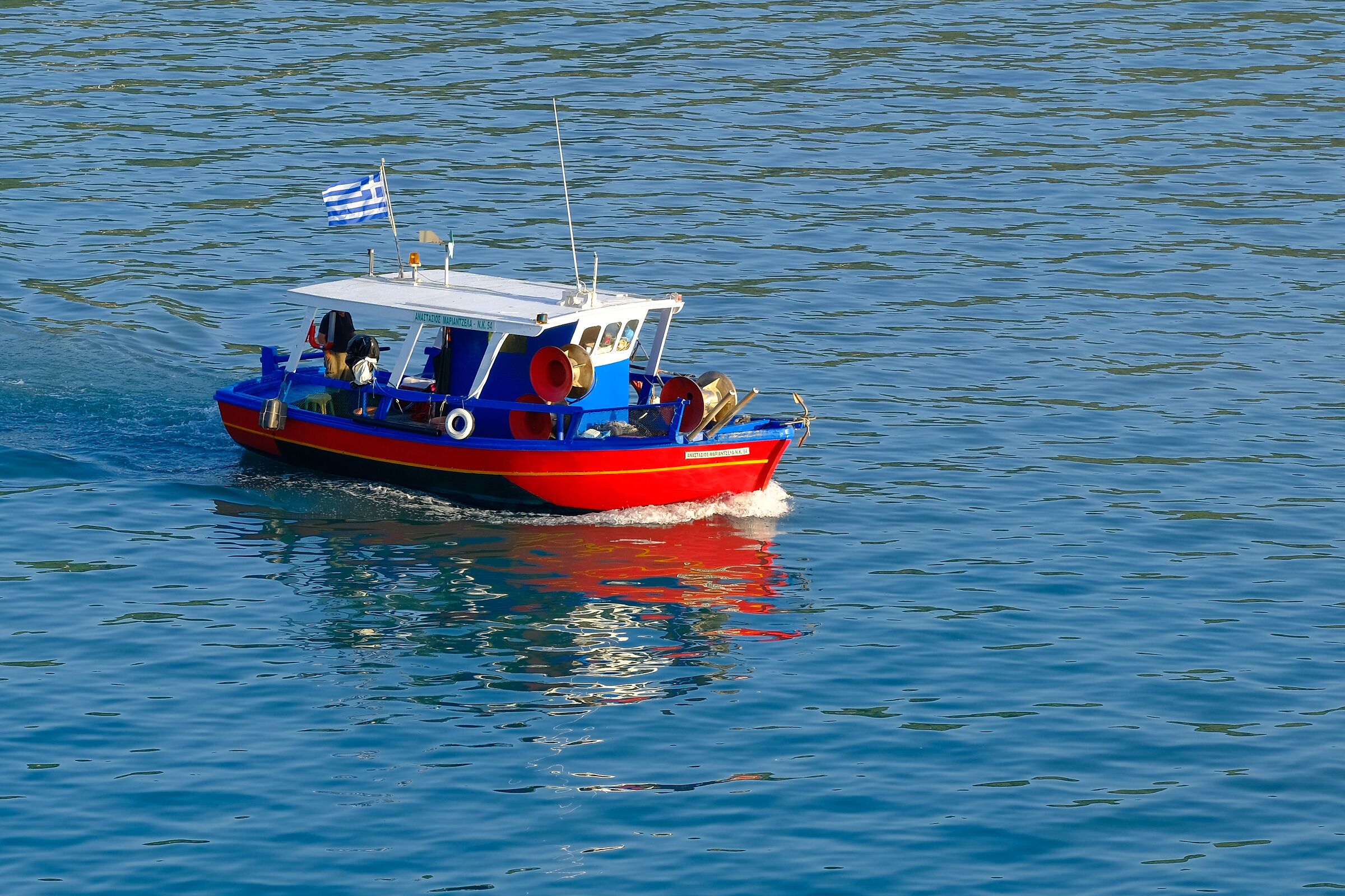 Red boat in Greece