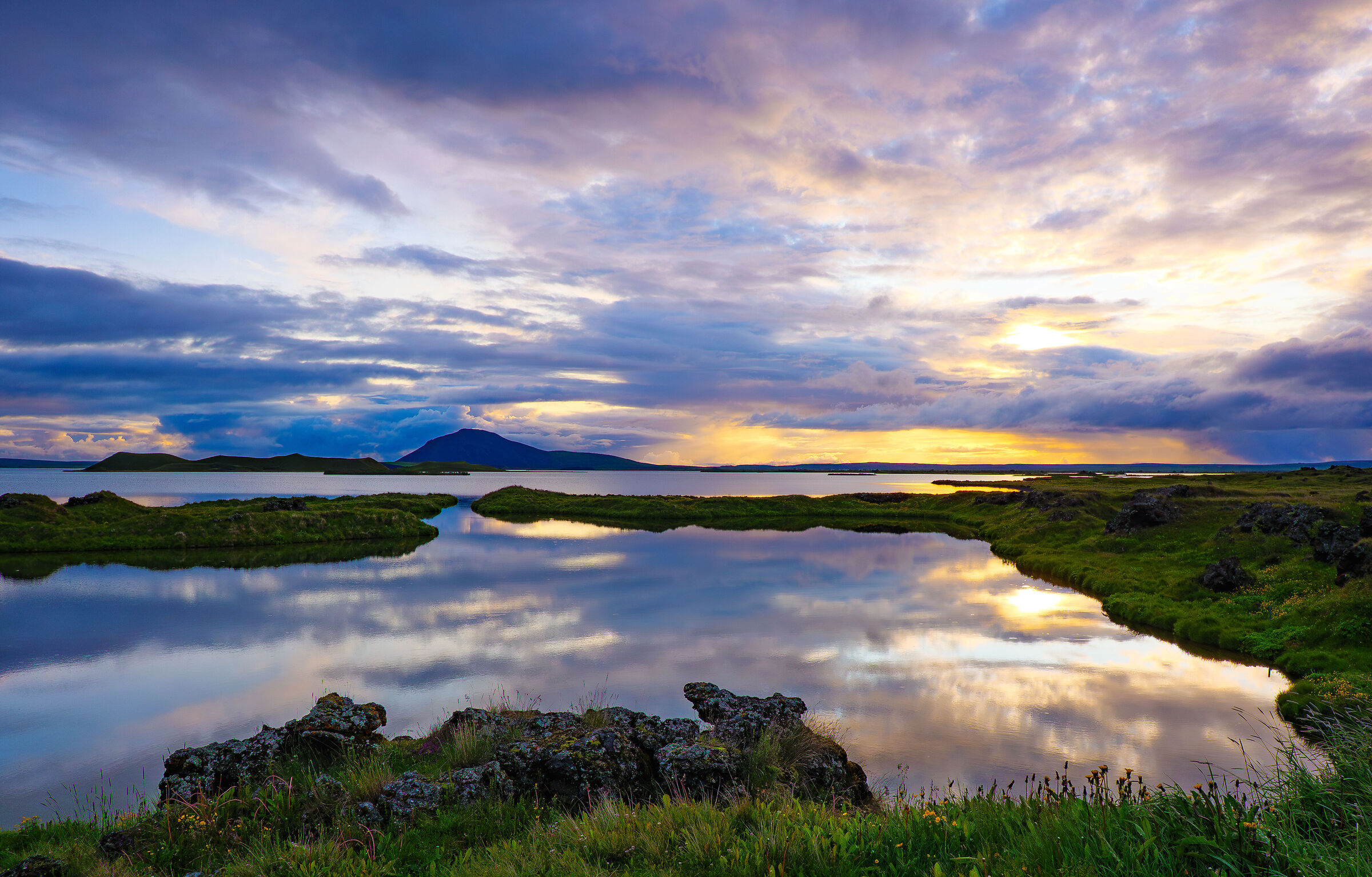 Sunset over Lake Myvatn.