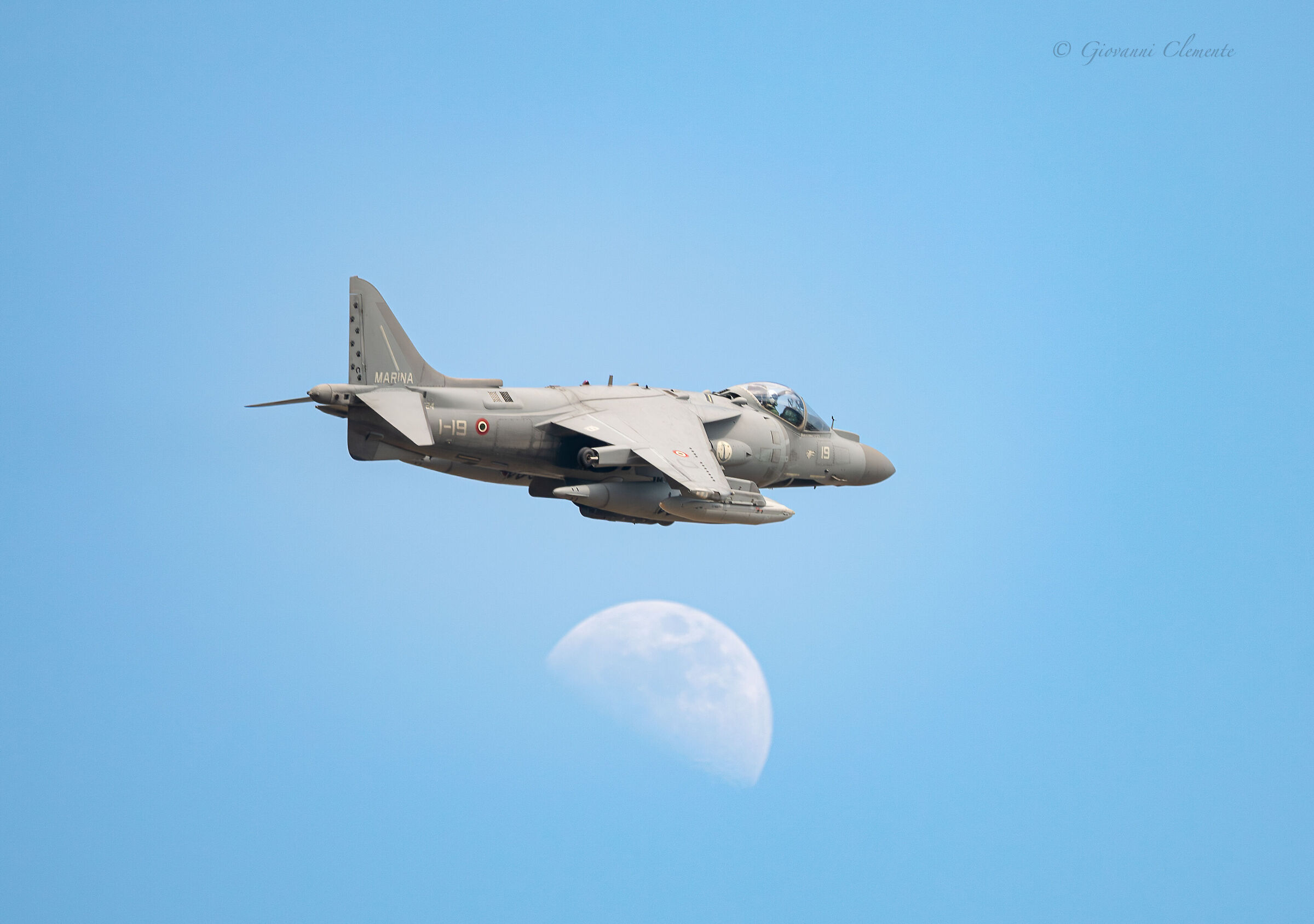 AV-8B Harrier II over the moon