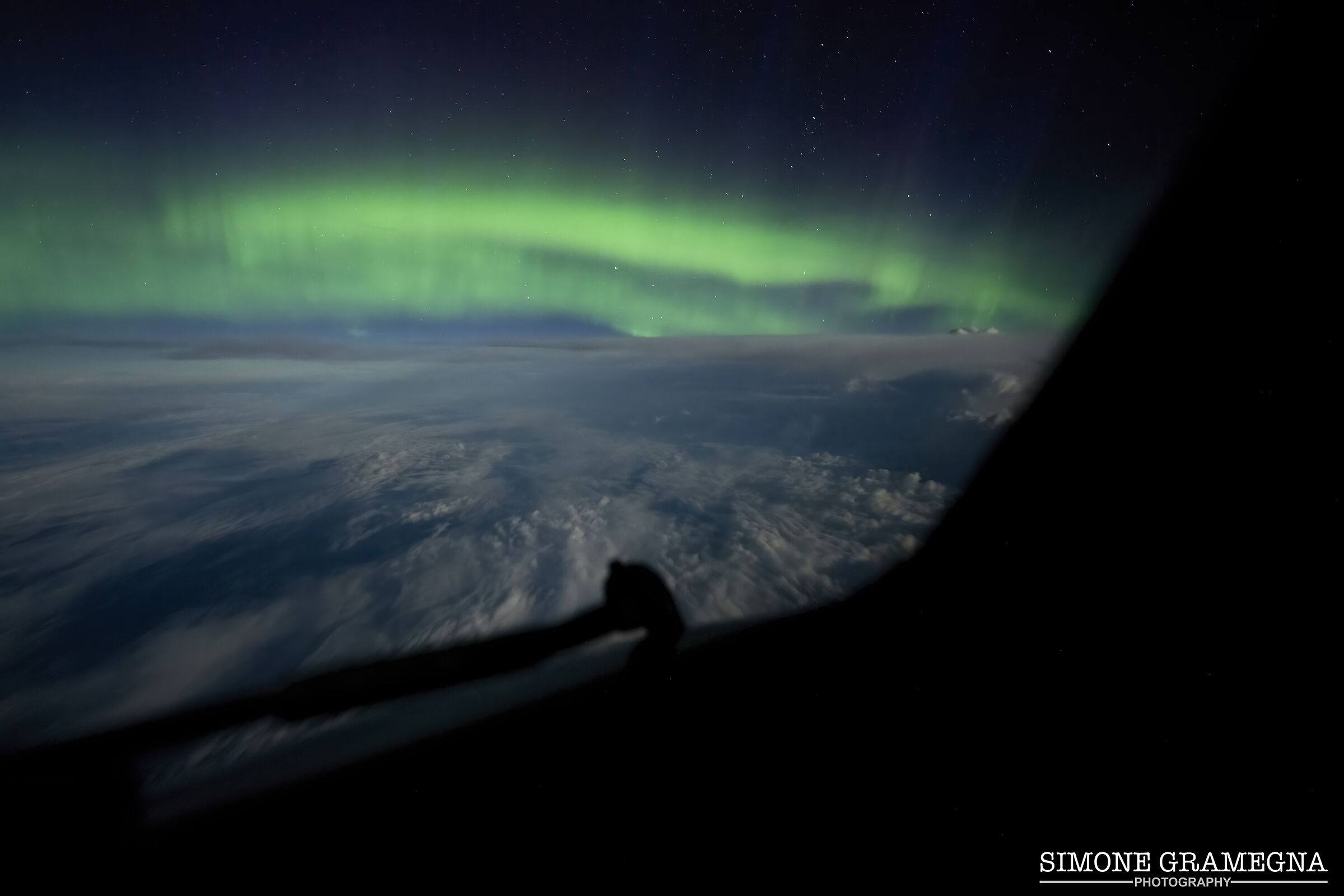 Northern Lights flying over the Atlantic